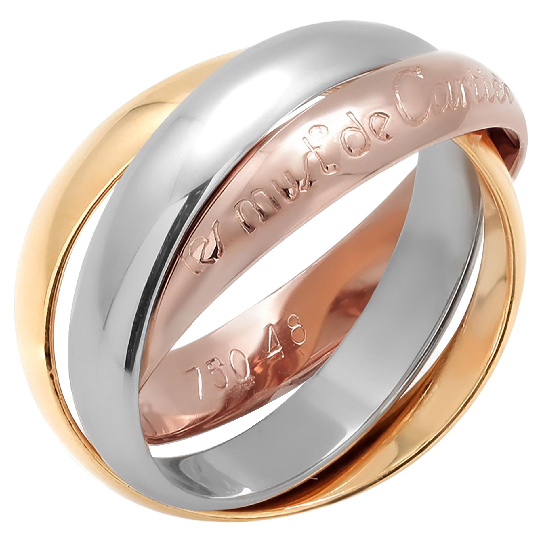 Cartier Vintage Trinity Tri Color 3 millimetri ogni fascia in oro 18 carati