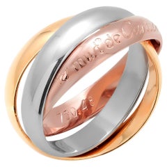 Cartier Vintage Trinity Tri Color 3 Millimeter Each Band 18 Karat Gold Ring