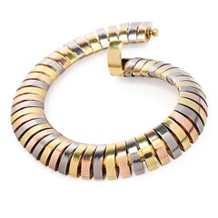 Cartier Vintage Tubogas 18K Gold Tri Color Link Bracelet
