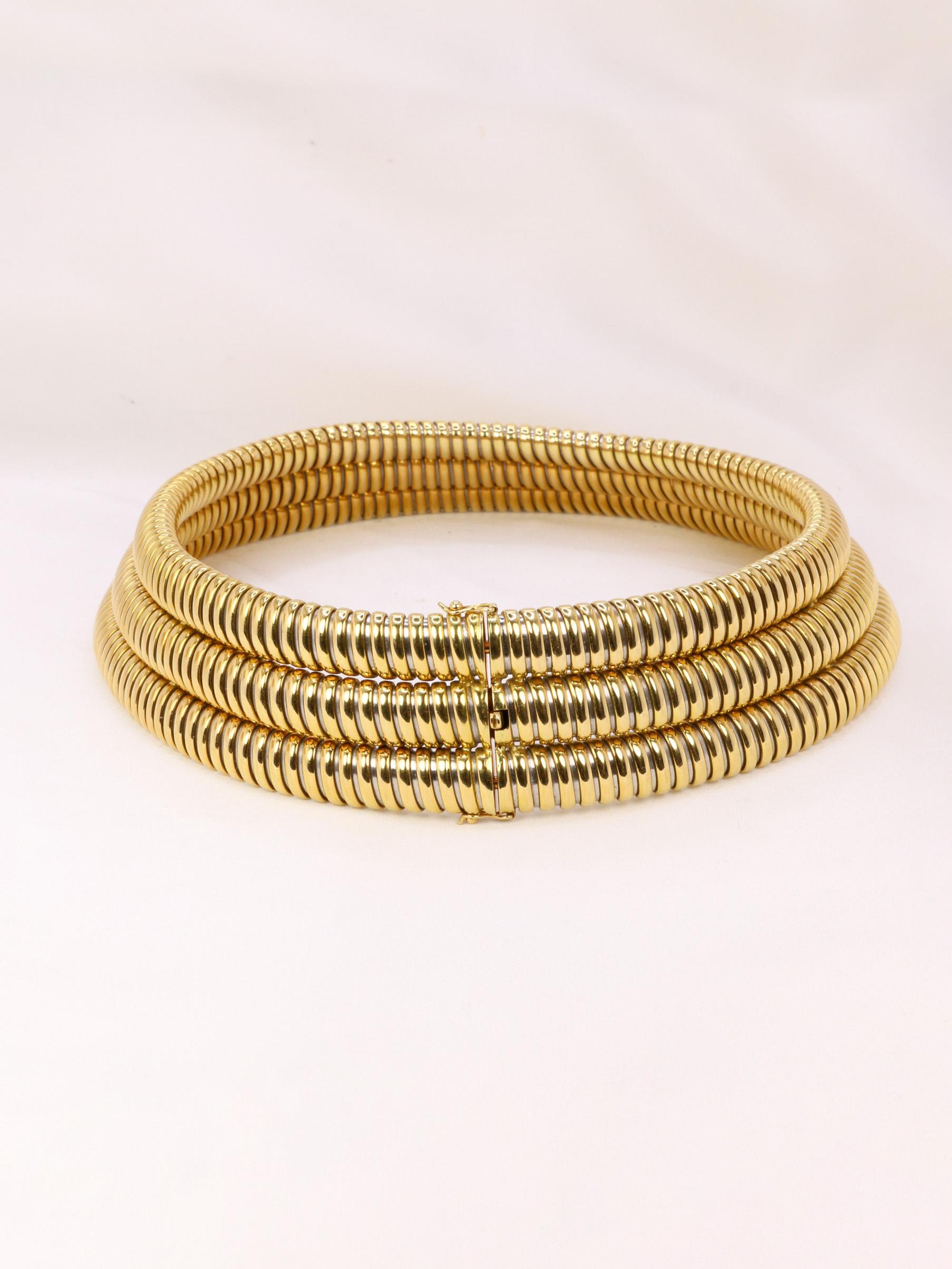 CARTIER Vintage Tubogas yellow gold necklace Africa model For Sale 1