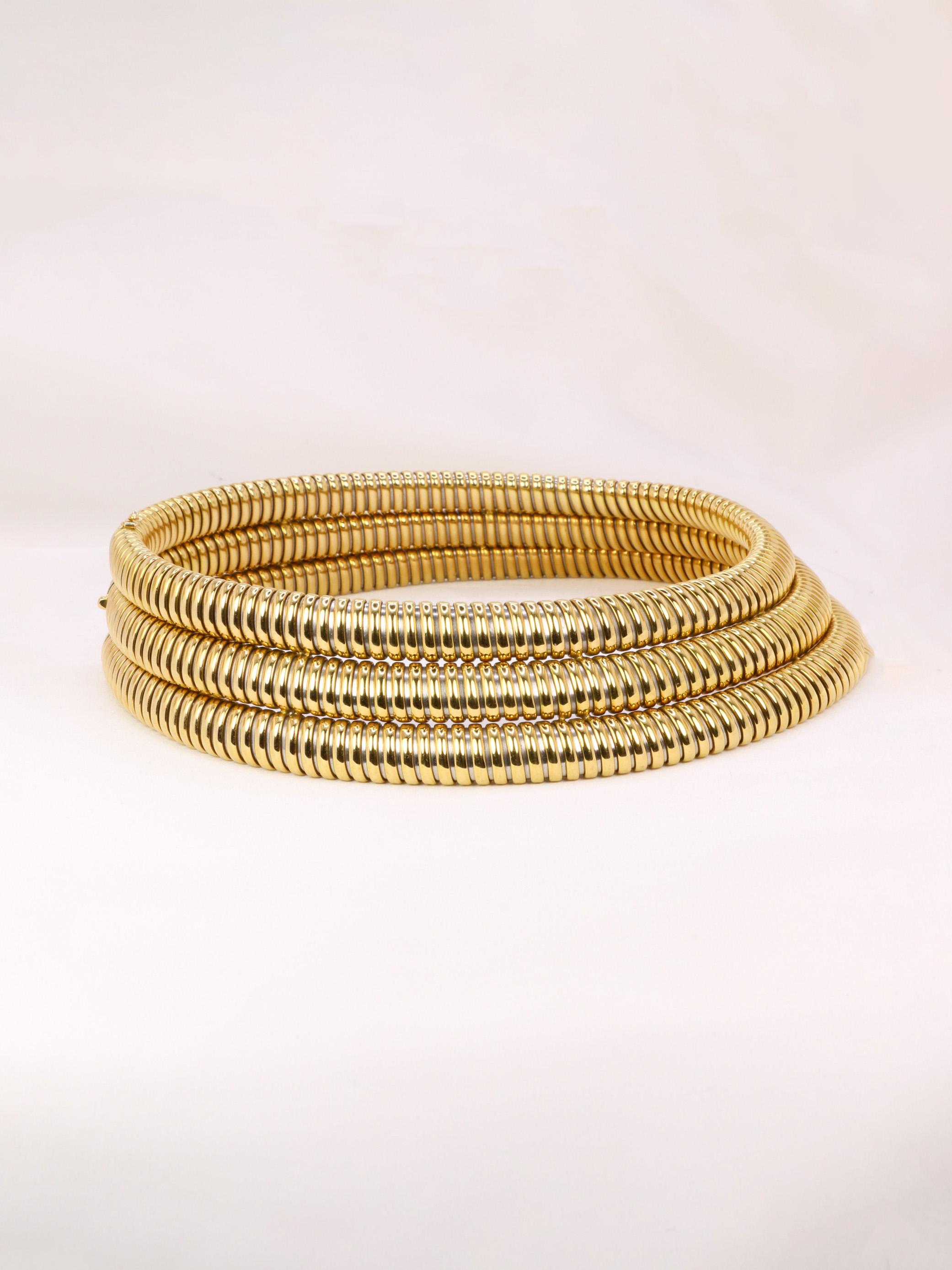 CARTIER Vintage Tubogas yellow gold necklace Africa model For Sale 2