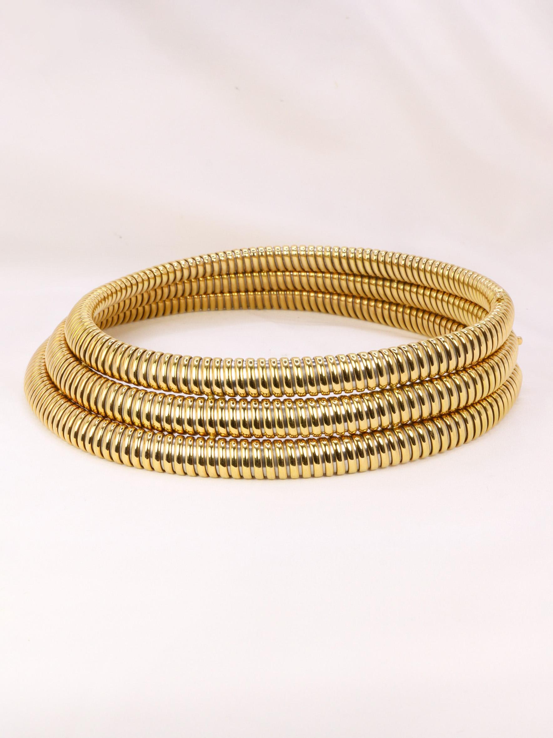 CARTIER Vintage Tubogas yellow gold necklace Africa model For Sale 3