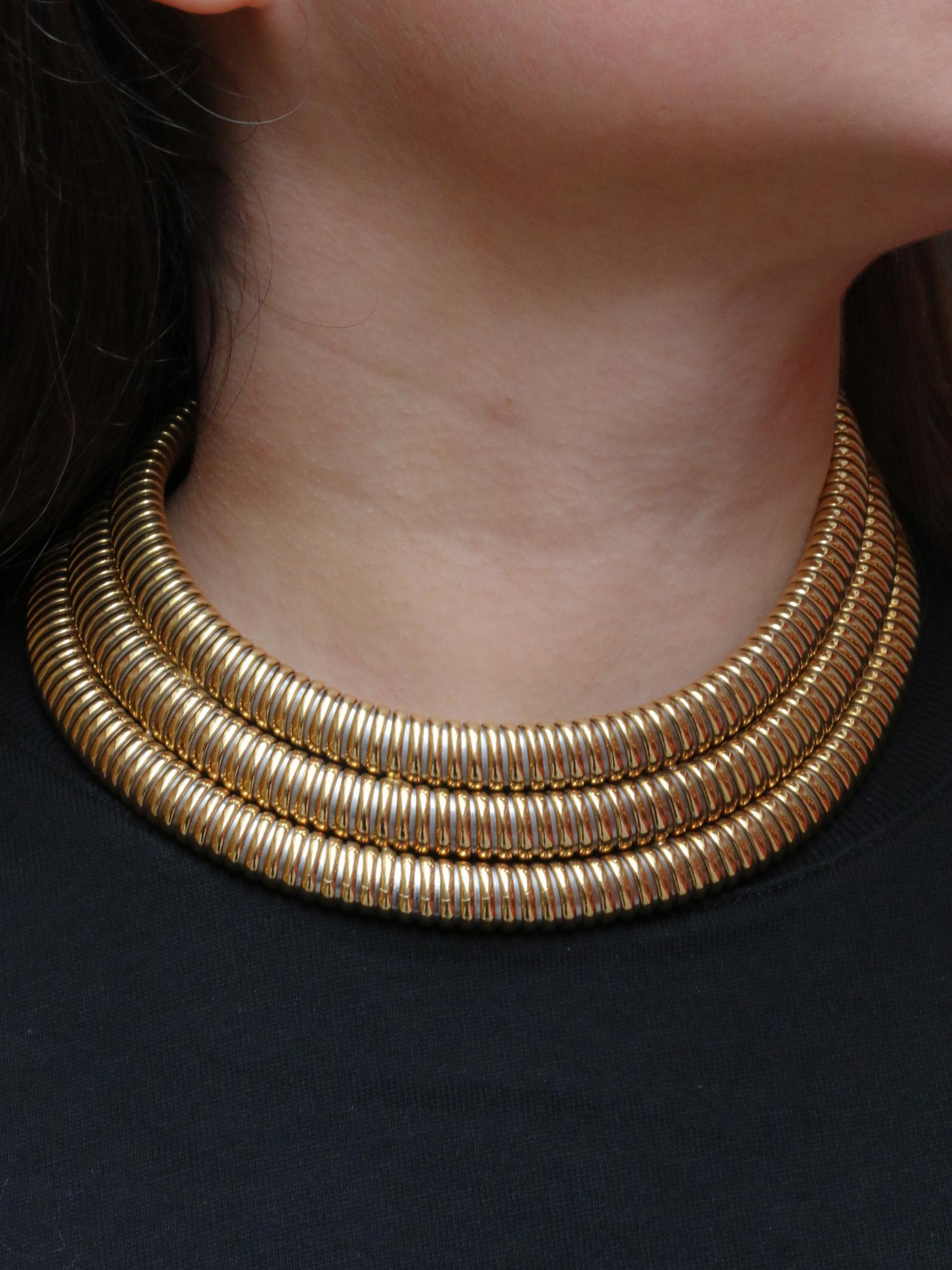 CARTIER Vintage Tubogas yellow gold necklace Africa model For Sale 5