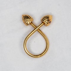 Cartier Porte-clés cannelé vintage unique et rare en or jaune 18 carats avec dessus cannelé