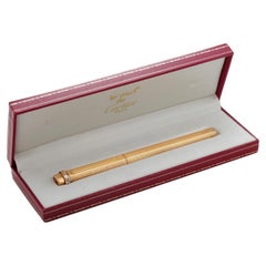 Cartier Retro Vendome Gilded Knurled Body Trinity Ballpoint Pen 292829 Boxed 