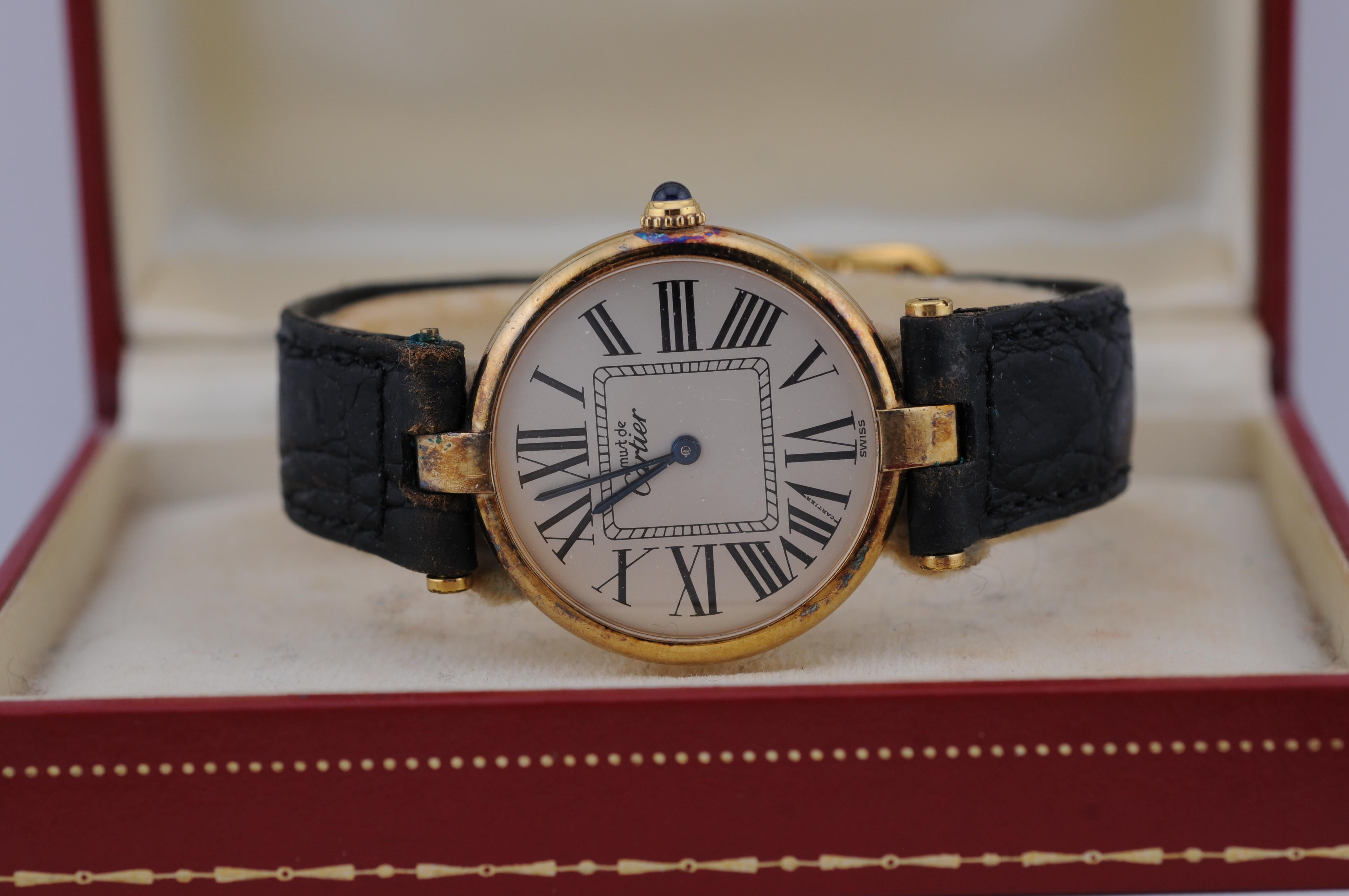 Reloj Cartier Vintage Vendôme Cuarzo 30mm VermeilFabricado en Suiza, con caja Movimiento estético en venta