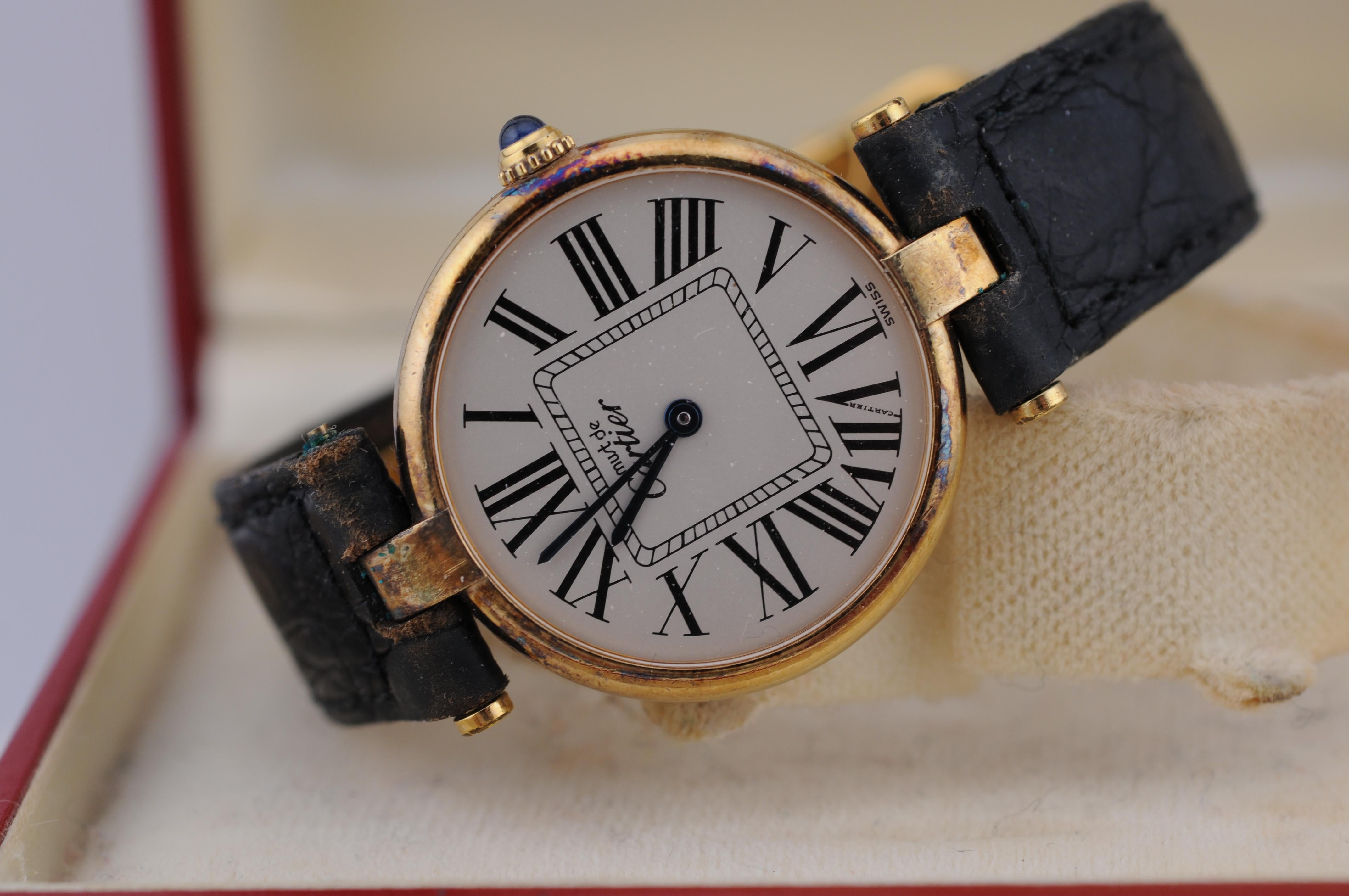 Reloj Cartier Vintage Vendôme Cuarzo 30mm VermeilFabricado en Suiza, con caja en Bueno estado para la venta en Berlin, BE