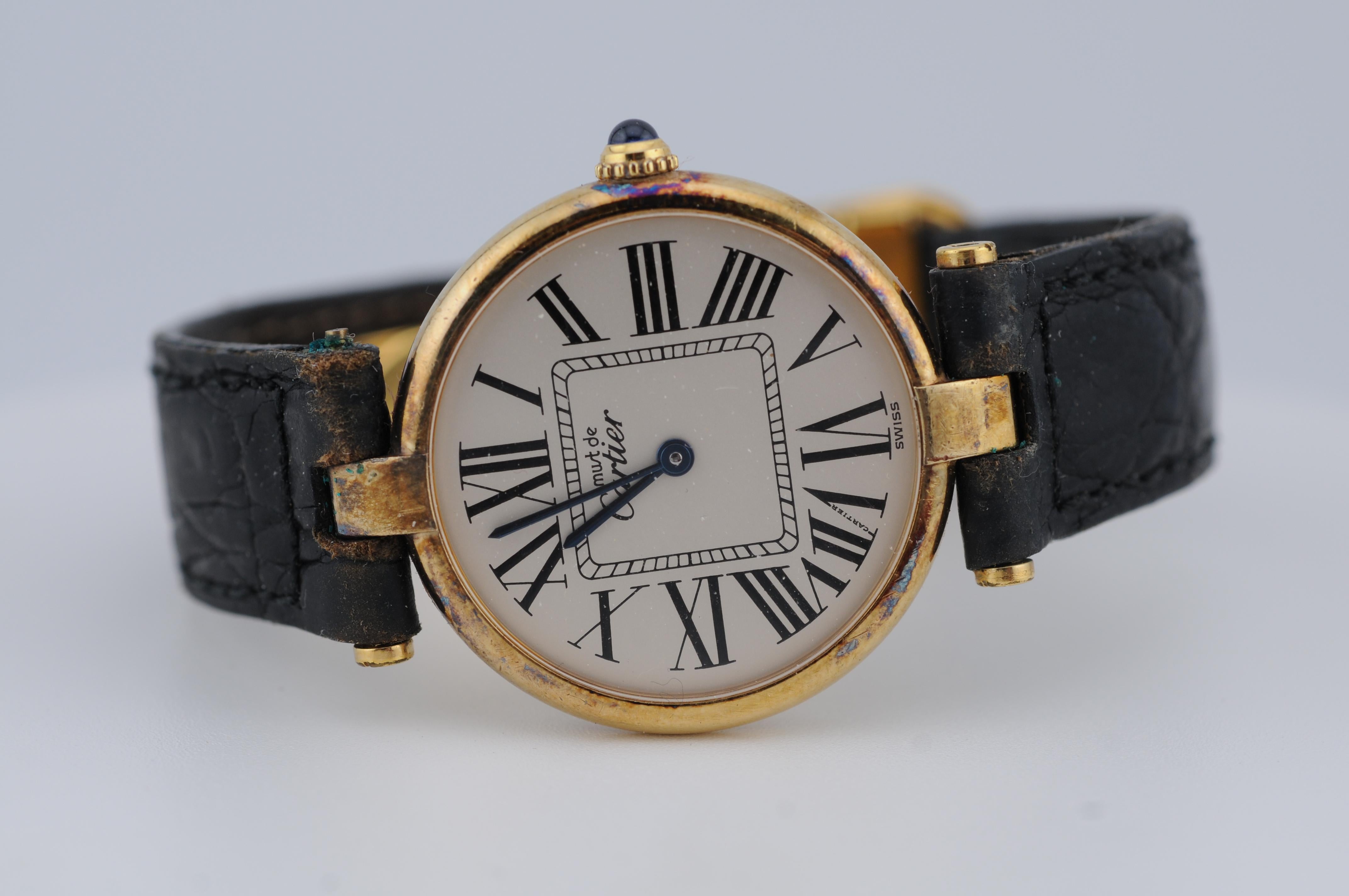 Femenino o masculino Reloj Cartier Vintage Vendôme Cuarzo 30mm VermeilFabricado en Suiza, con caja en venta