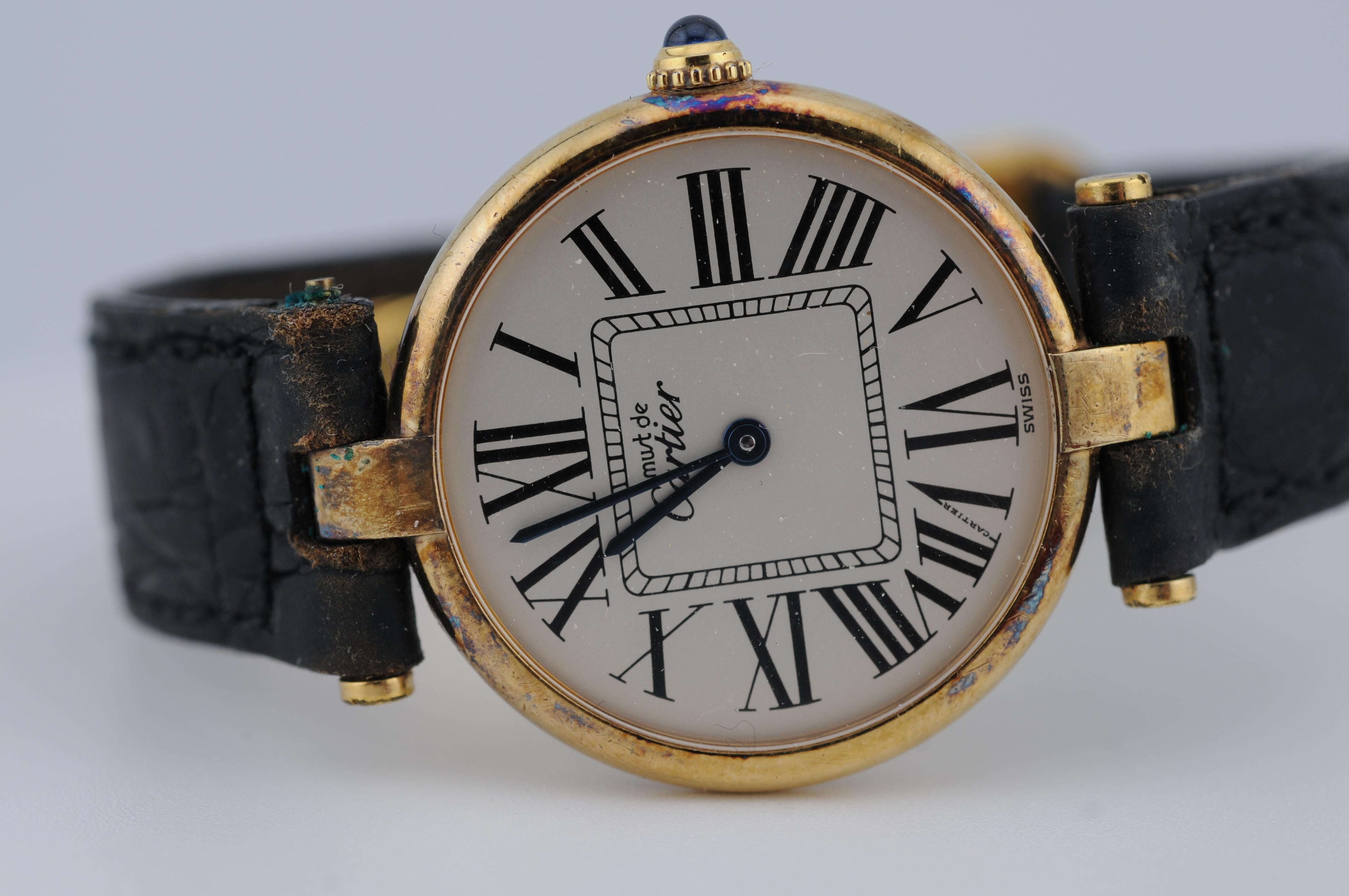 Reloj Cartier Vintage Vendôme Cuarzo 30mm VermeilFabricado en Suiza, con caja en venta 1