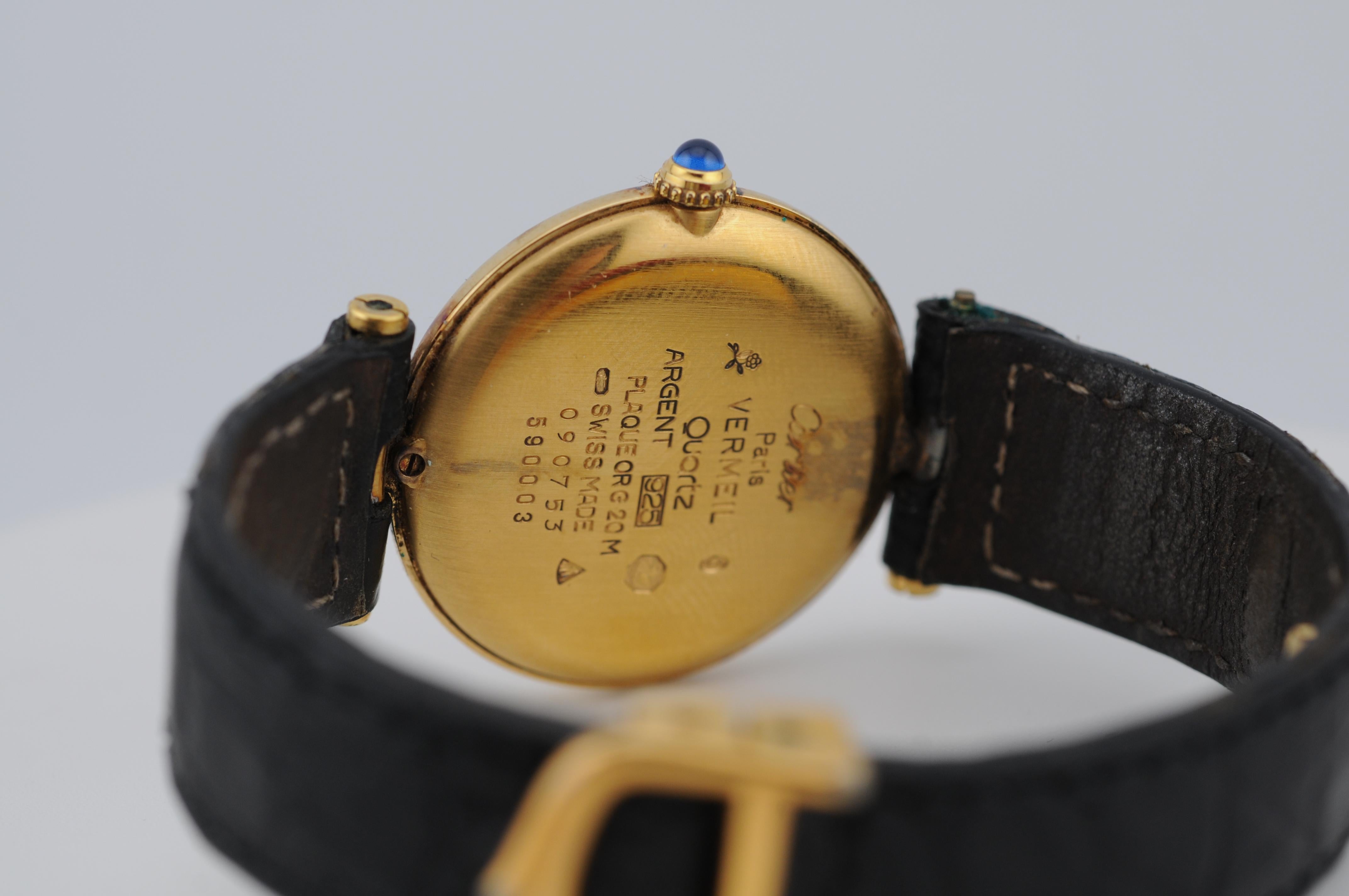 Reloj Cartier Vintage Vendôme Cuarzo 30mm VermeilFabricado en Suiza, con caja en venta 2