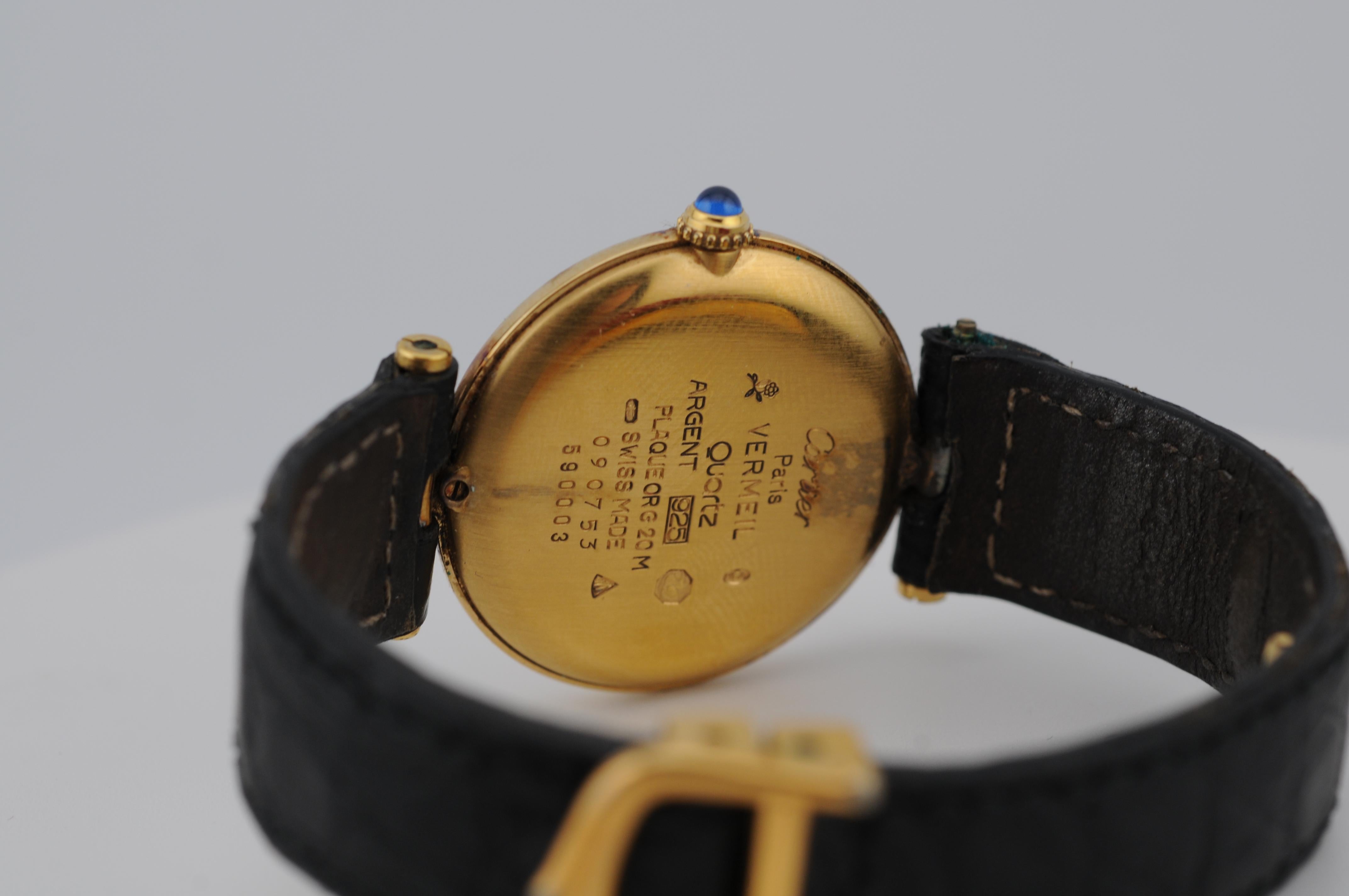 Reloj Cartier Vintage Vendôme Cuarzo 30mm VermeilFabricado en Suiza, con caja en venta 4