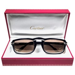  Cartier Vintage Vertigo Deep Blue and Platinum 52MM Sunglasses, France 1991