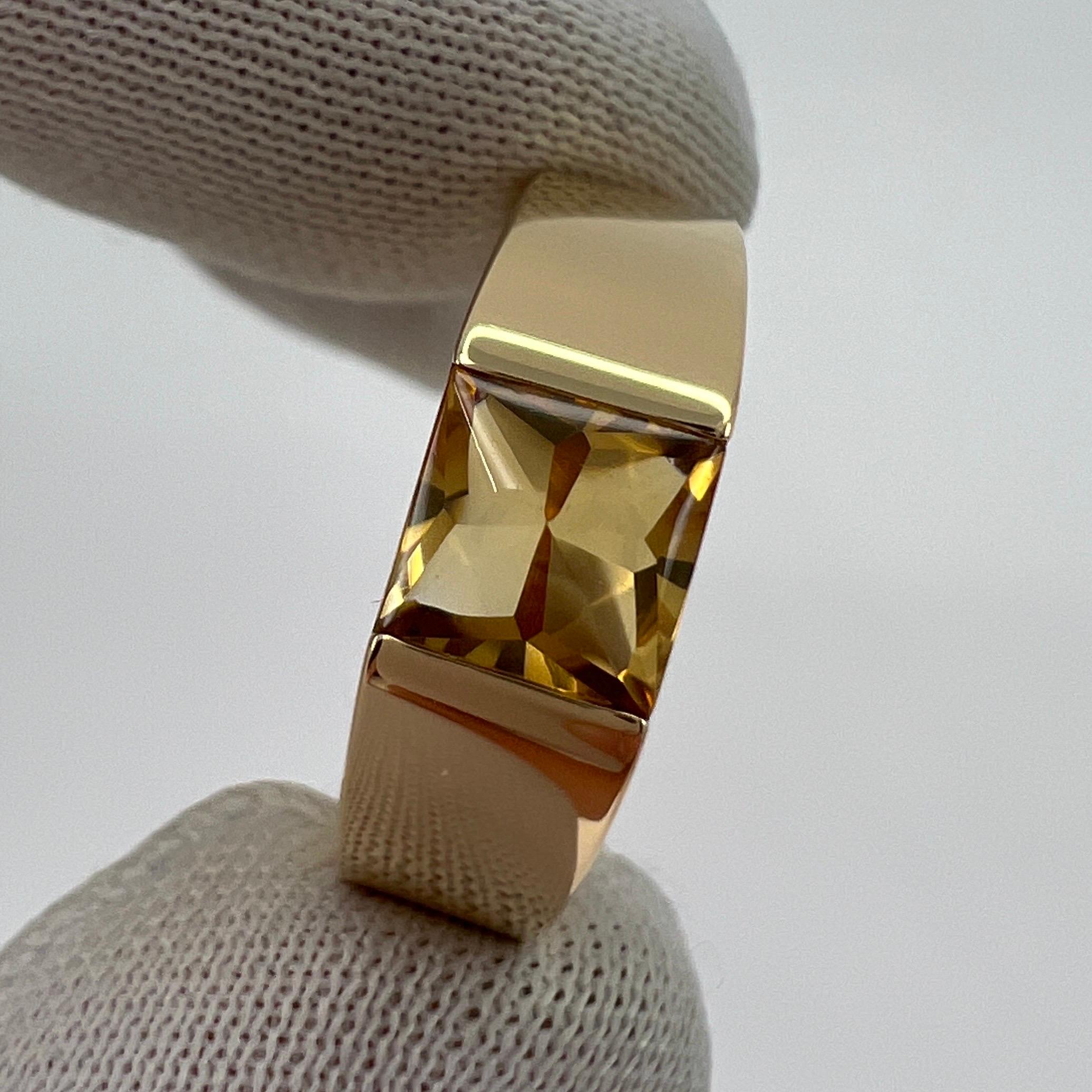 Cartier Vintage Vivid Yellow Citrine 18k Yellow Gold Tank Band Solo Ring 53 6.5 5