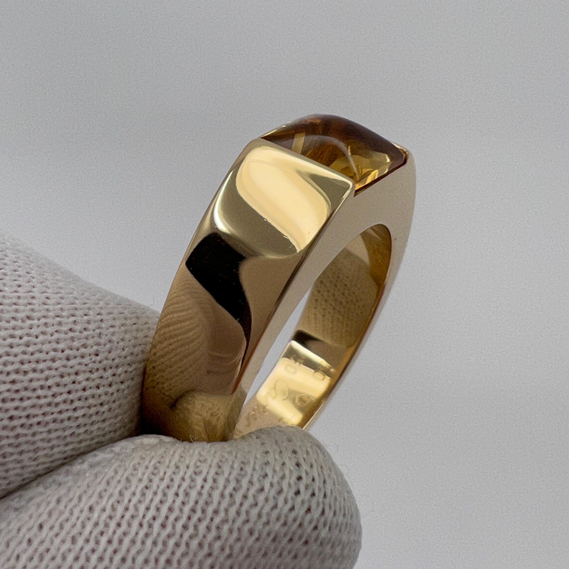 Cartier Vintage Vivid Yellow Citrine 18k Yellow Gold Tank Band Solo Ring 53 6.5 6