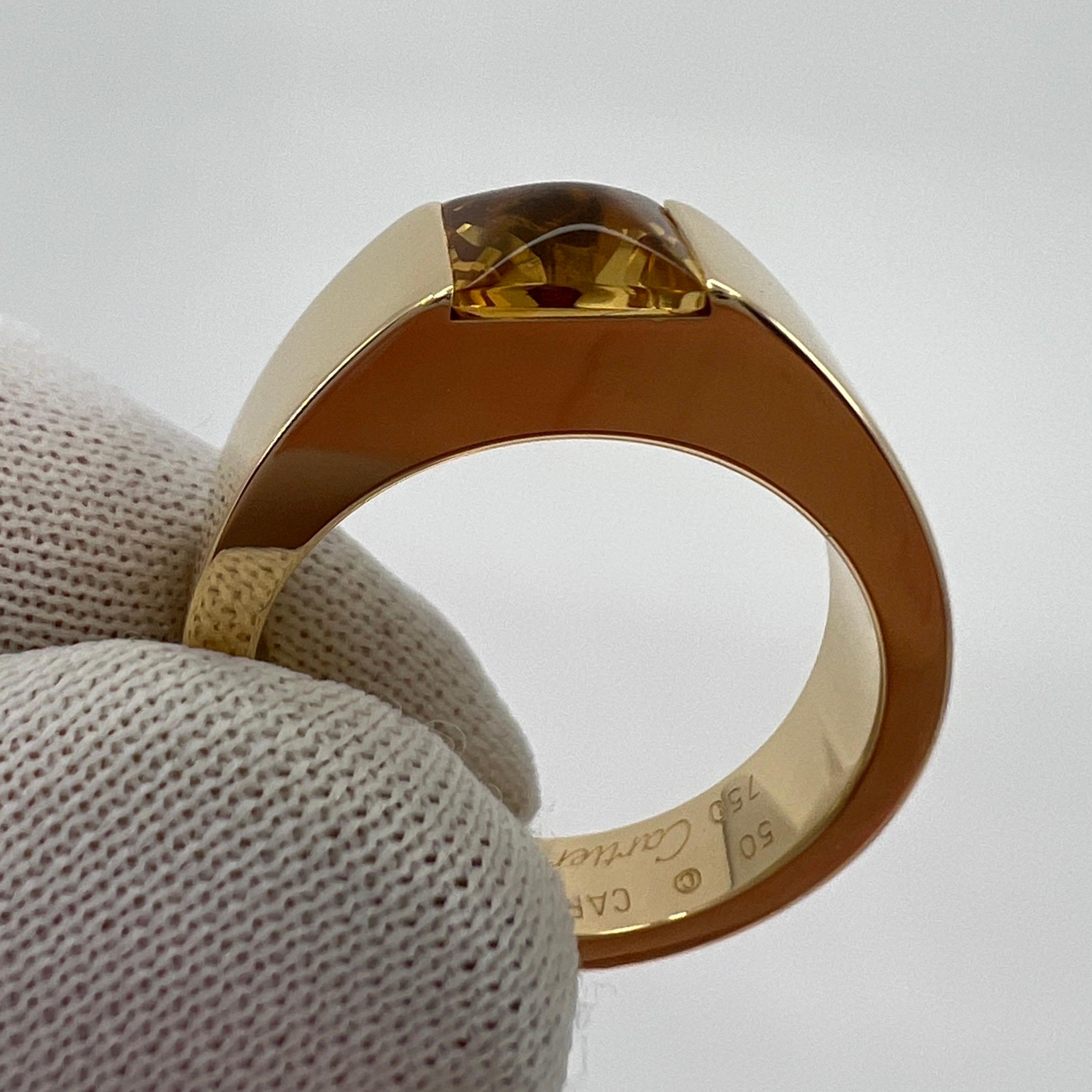 Cartier Vintage Vivid Yellow Citrine 18k Yellow Gold Tank Band Solo Ring 53 6.5 2
