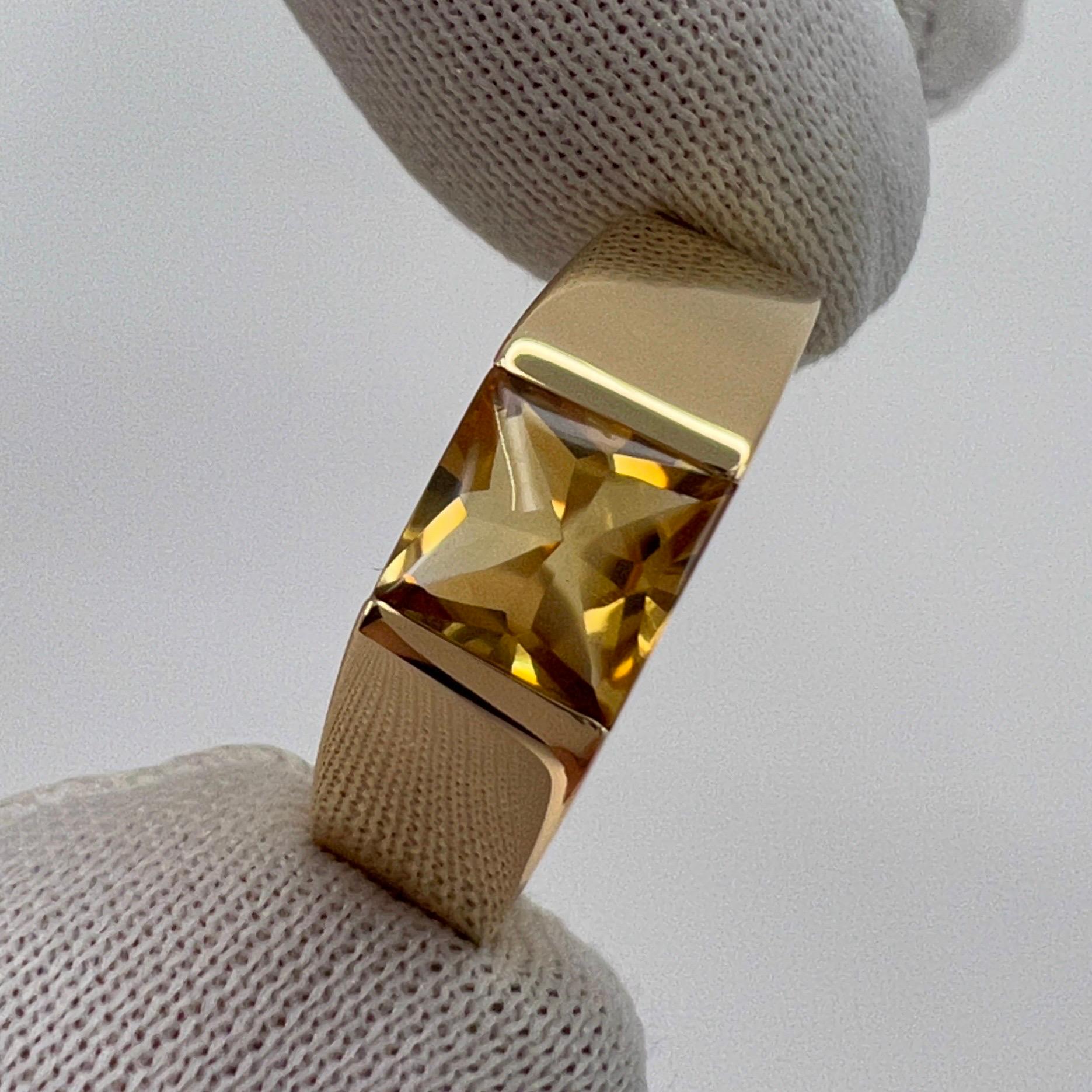 Cartier Vintage Vivid Yellow Citrine 18k Yellow Gold Tank Band Solo Ring 53 6.5 3