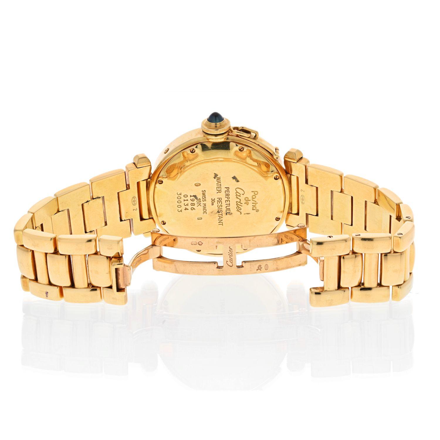 Cartier Vintage Pasha 18K Gelbgold 38mm Ewiger Kalender Automatikuhr im Zustand „Hervorragend“ im Angebot in New York, NY