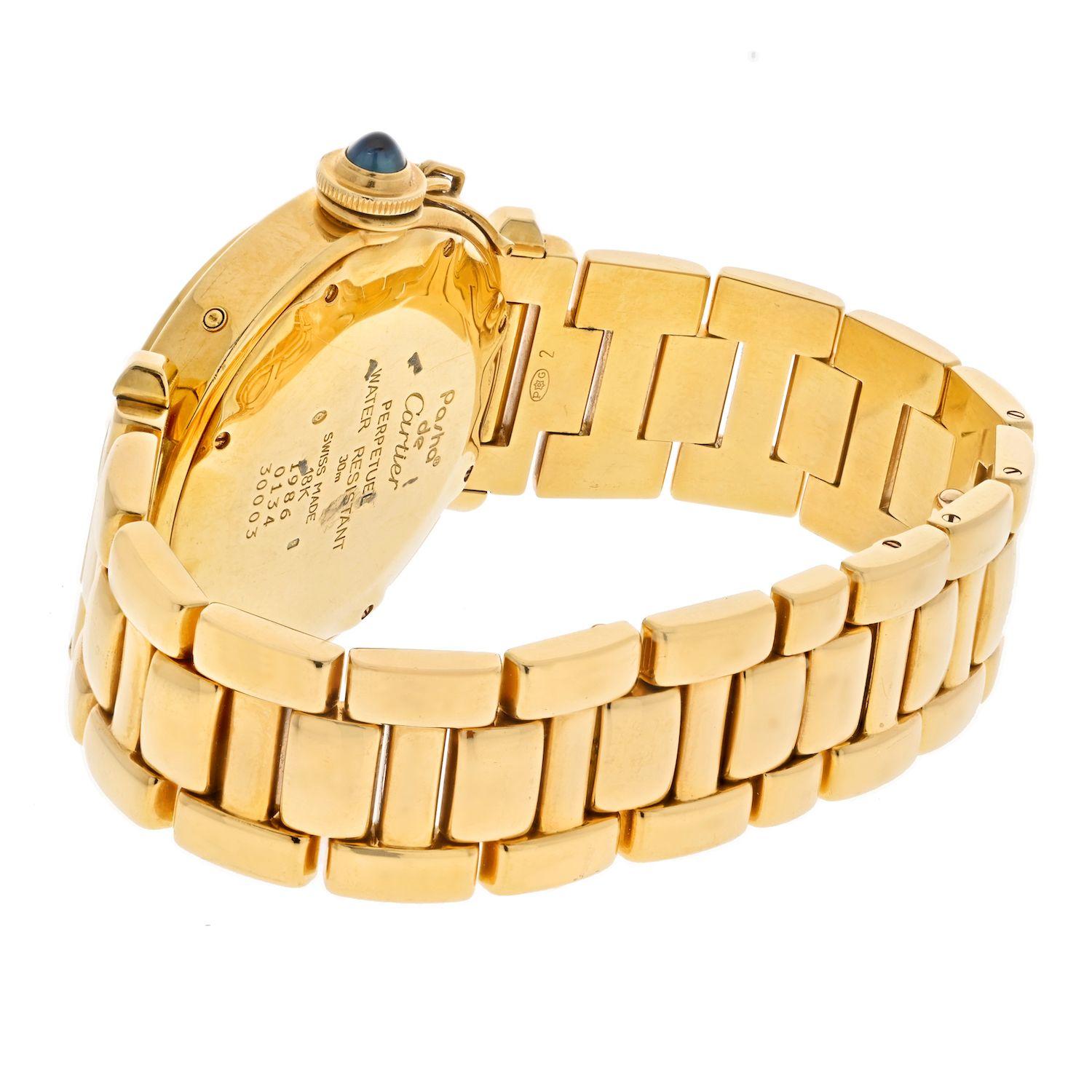 Women's Cartier Vintage Pasha 18K Yellow Gold 38mm Perpetual Calendar Automatic Watch For Sale