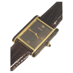 Cartier Montre-bracelet mécanique Tank vintage à boîtier en bois