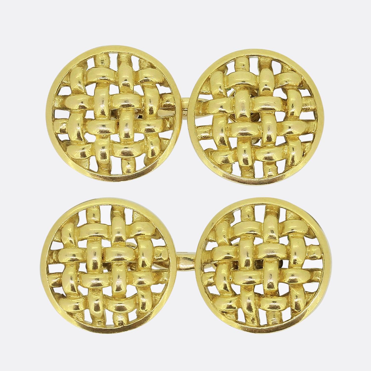 Boutons de manchette vintage tissés de Cartier en vente