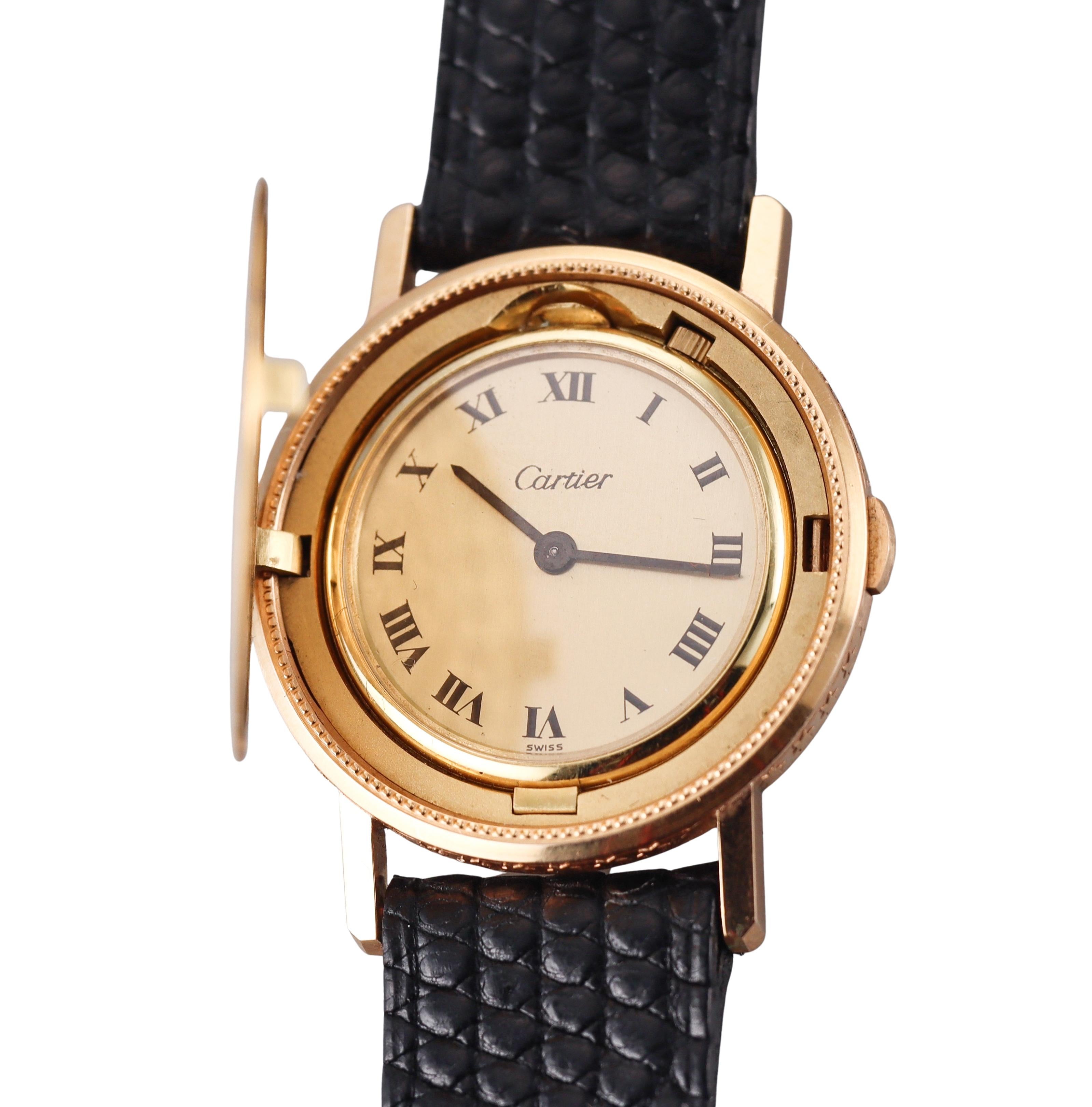 Cartier Vintage Gelbgold 1914 Indischer Kopf 10 Dollar US Münzuhr, Vintage im Angebot 2
