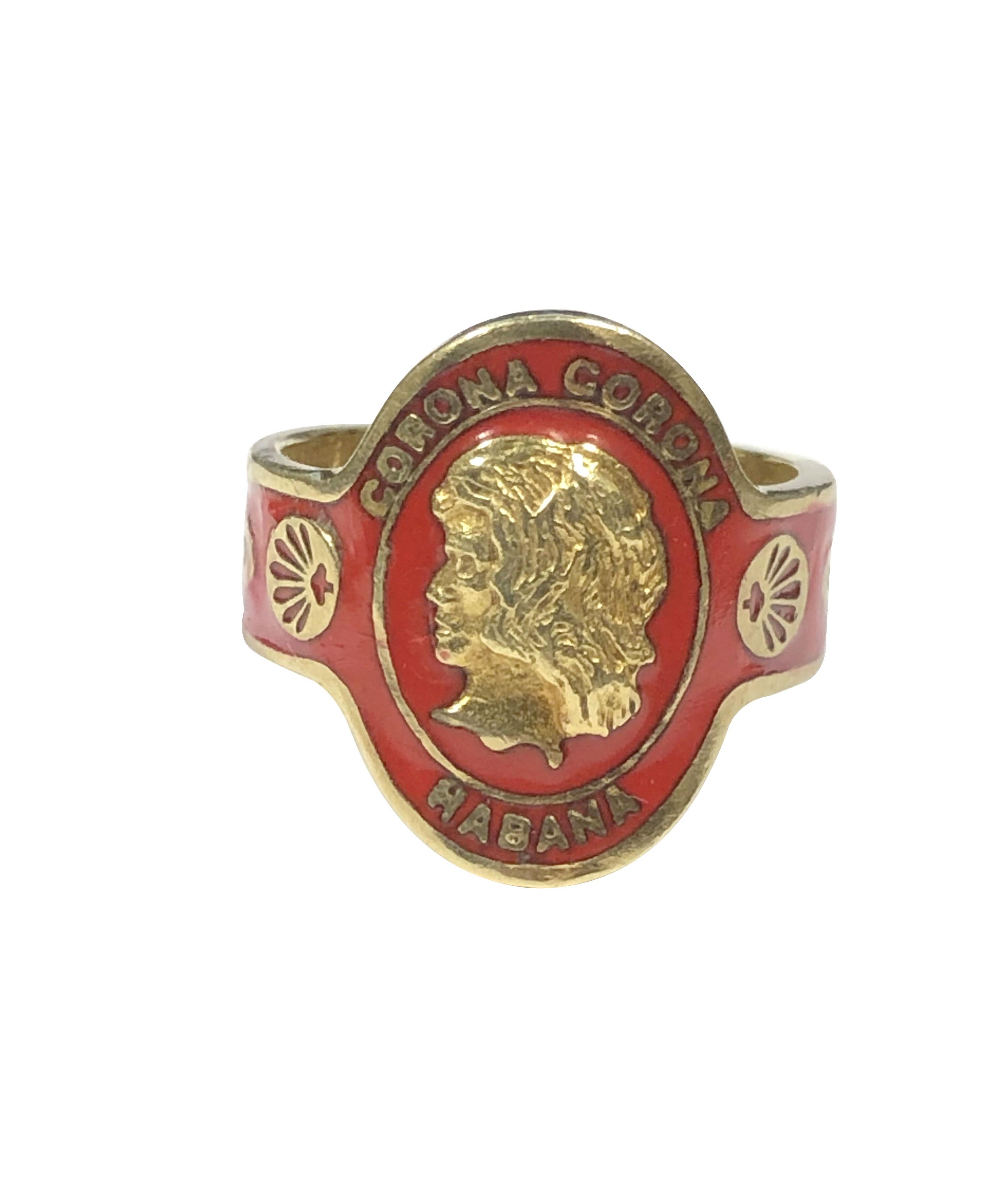 Women's or Men's Cartier Vintage Yellow Gold and Enamel Cigar Band Ring