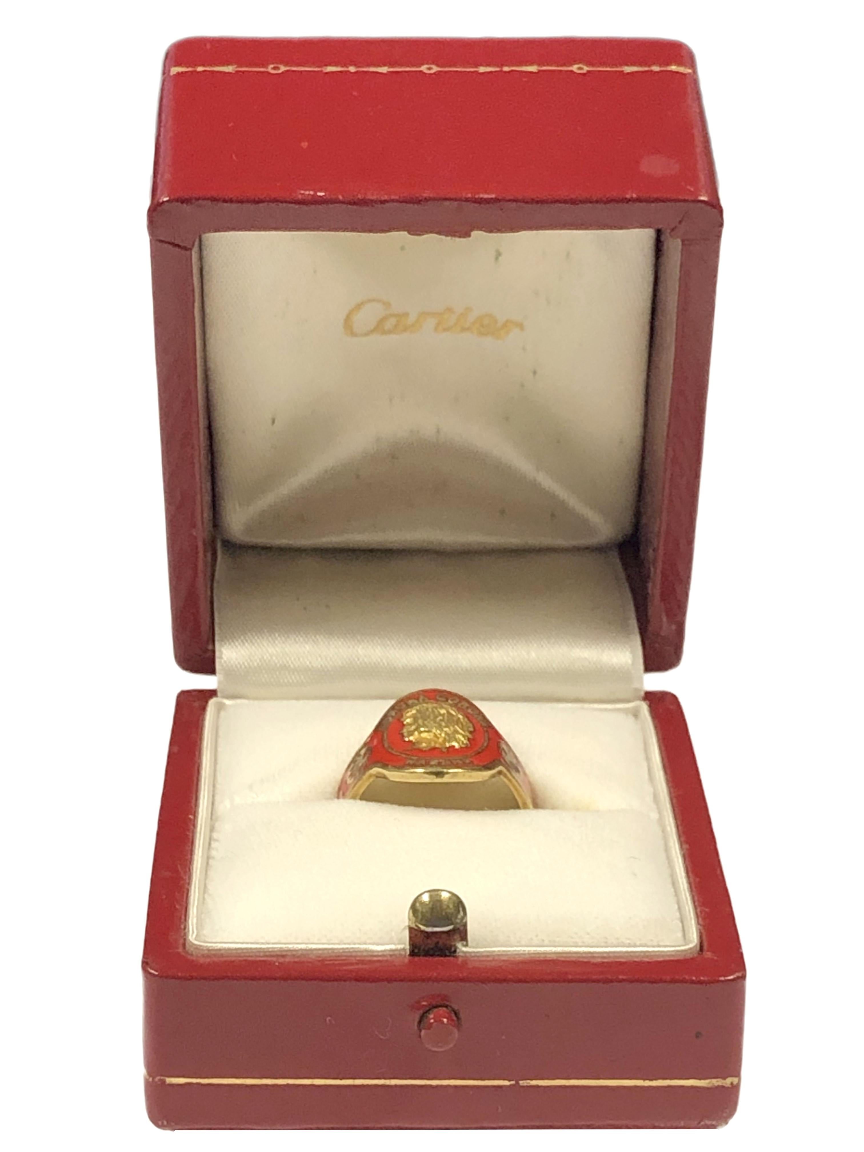 Cartier Vintage Yellow Gold and Enamel Cigar Band Ring 2