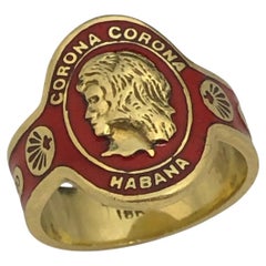 Cartier vintage Yellow Gold and Enamel Cigar Band Ring