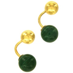 Cartier Vintage Yellow Gold and Malachite CuffLinks