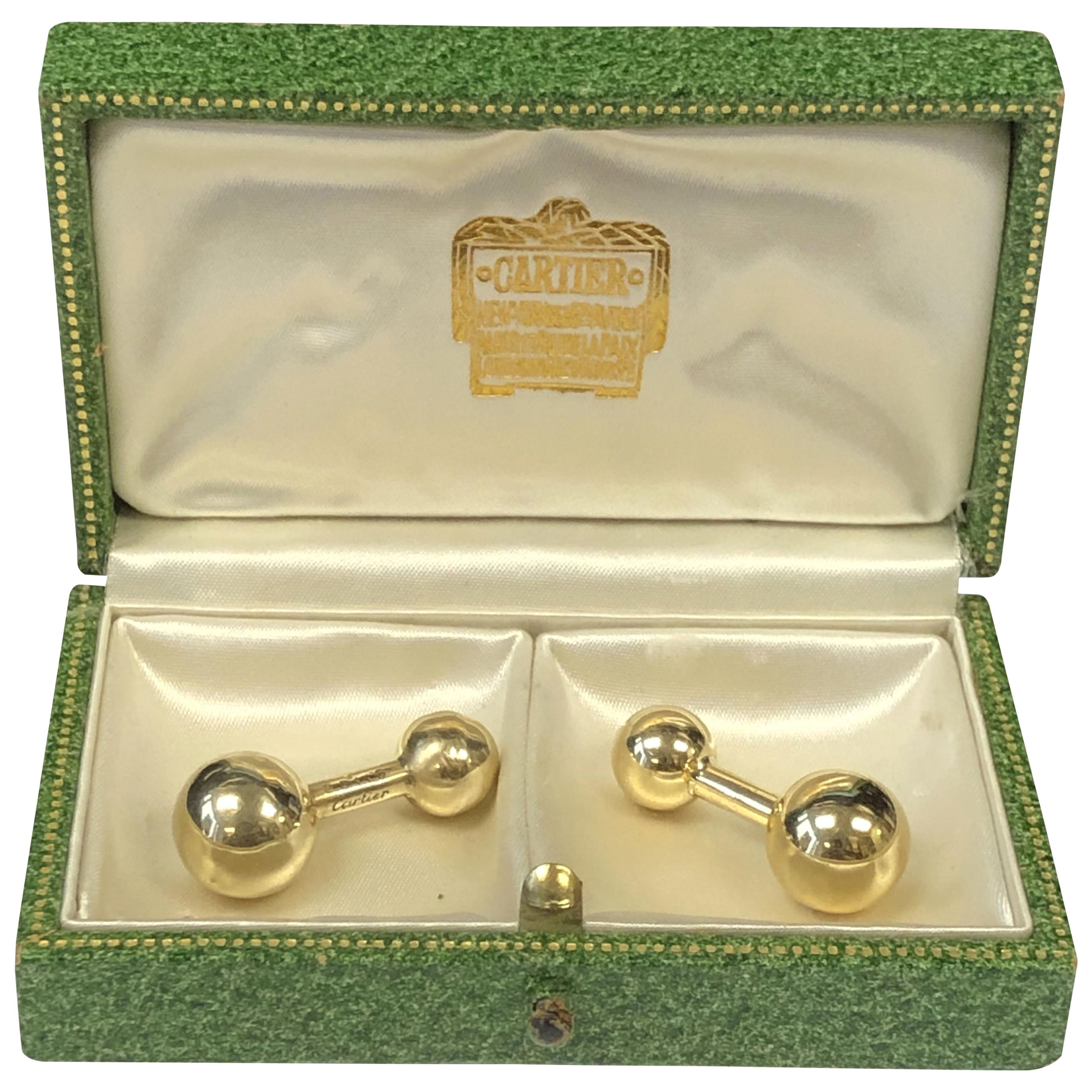 Cartier Vintage Yellow Gold Barbell Cufflinks