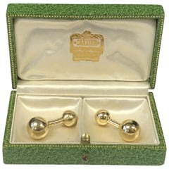 Cartier Used Yellow Gold Barbell Cufflinks