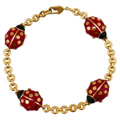 Cartier Vintage Yellow Gold Enamel Ladybug Bracelet