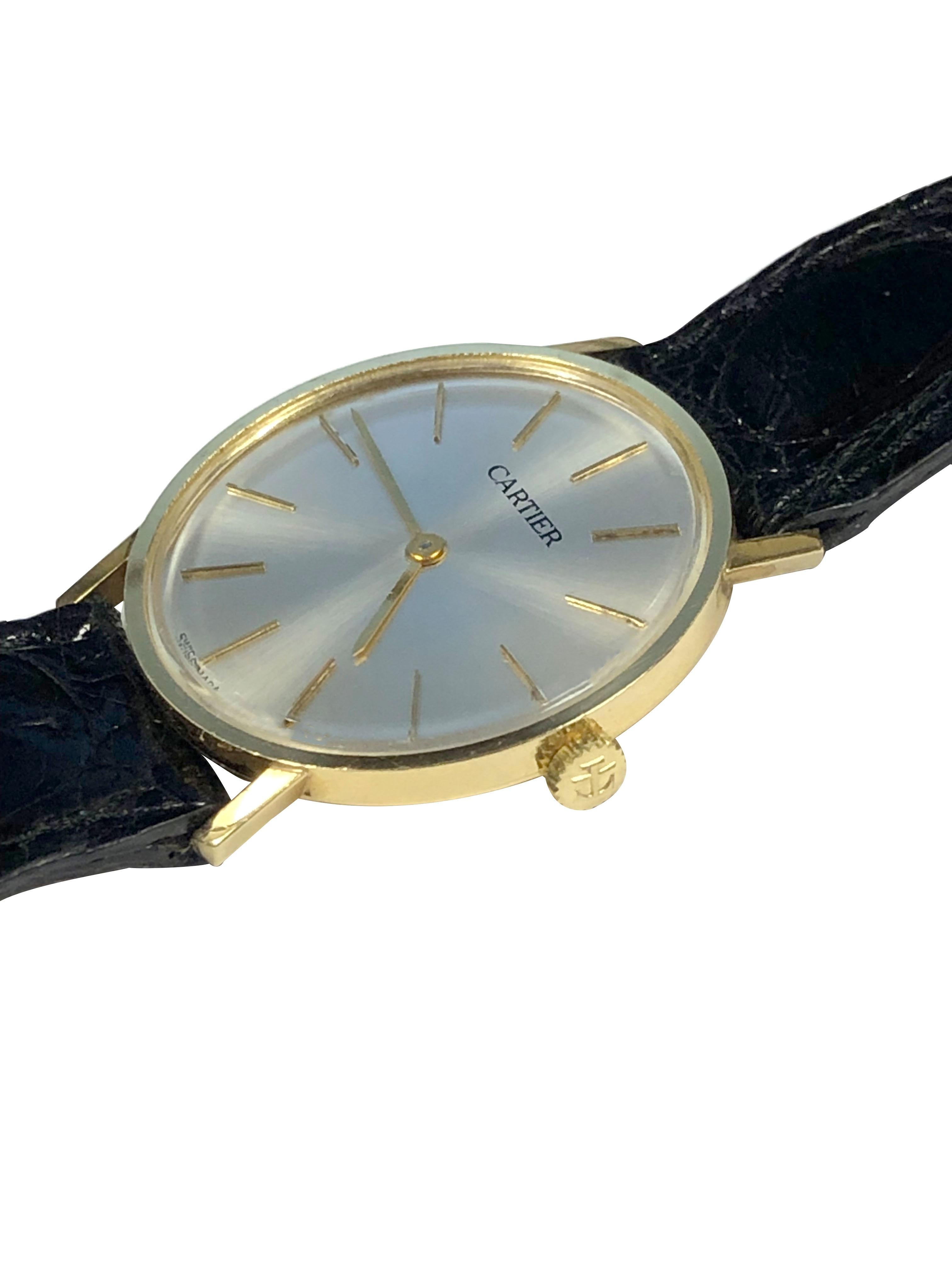 Cartier Montre-bracelet mécanique vintage en or jaune Excellent état - En vente à Chicago, IL