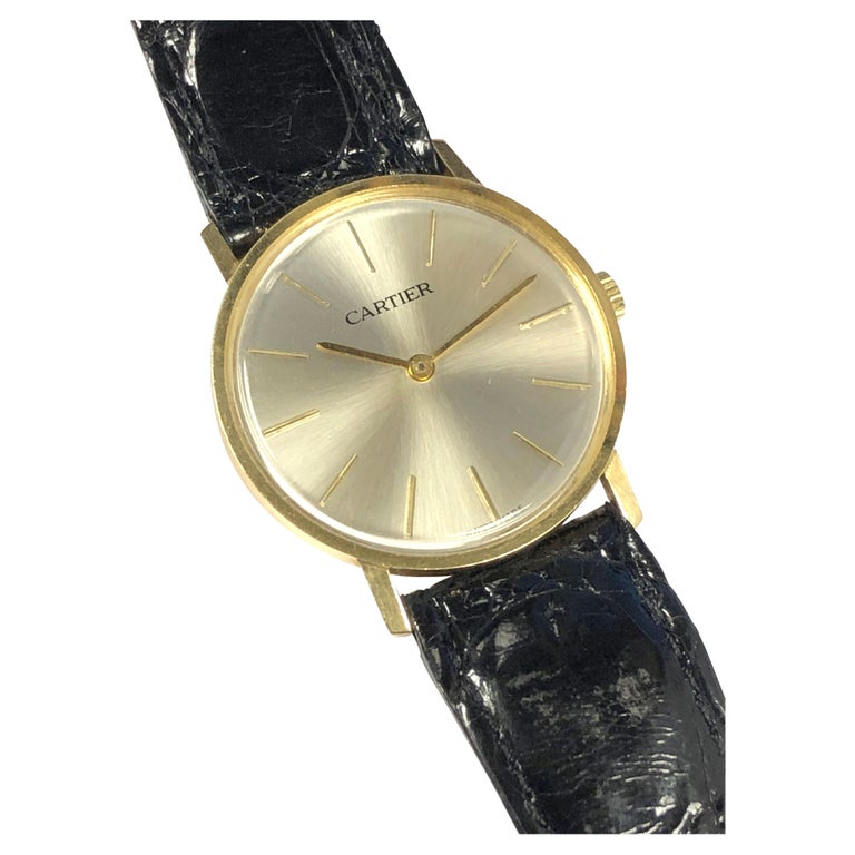 Cartier Vintage Yellow Gold Mechanical Wrist Watch For Sale at