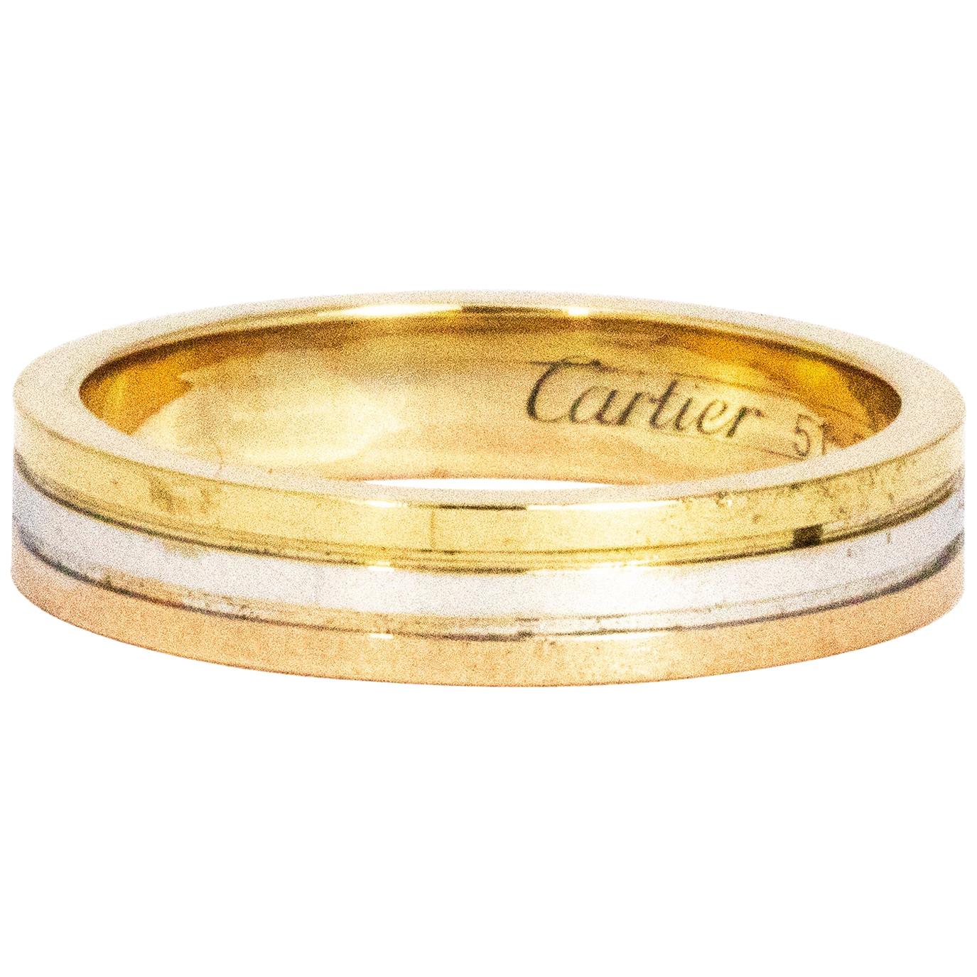 Cartier Vintage Yellow Gold, Rose Gold and White Gold Band