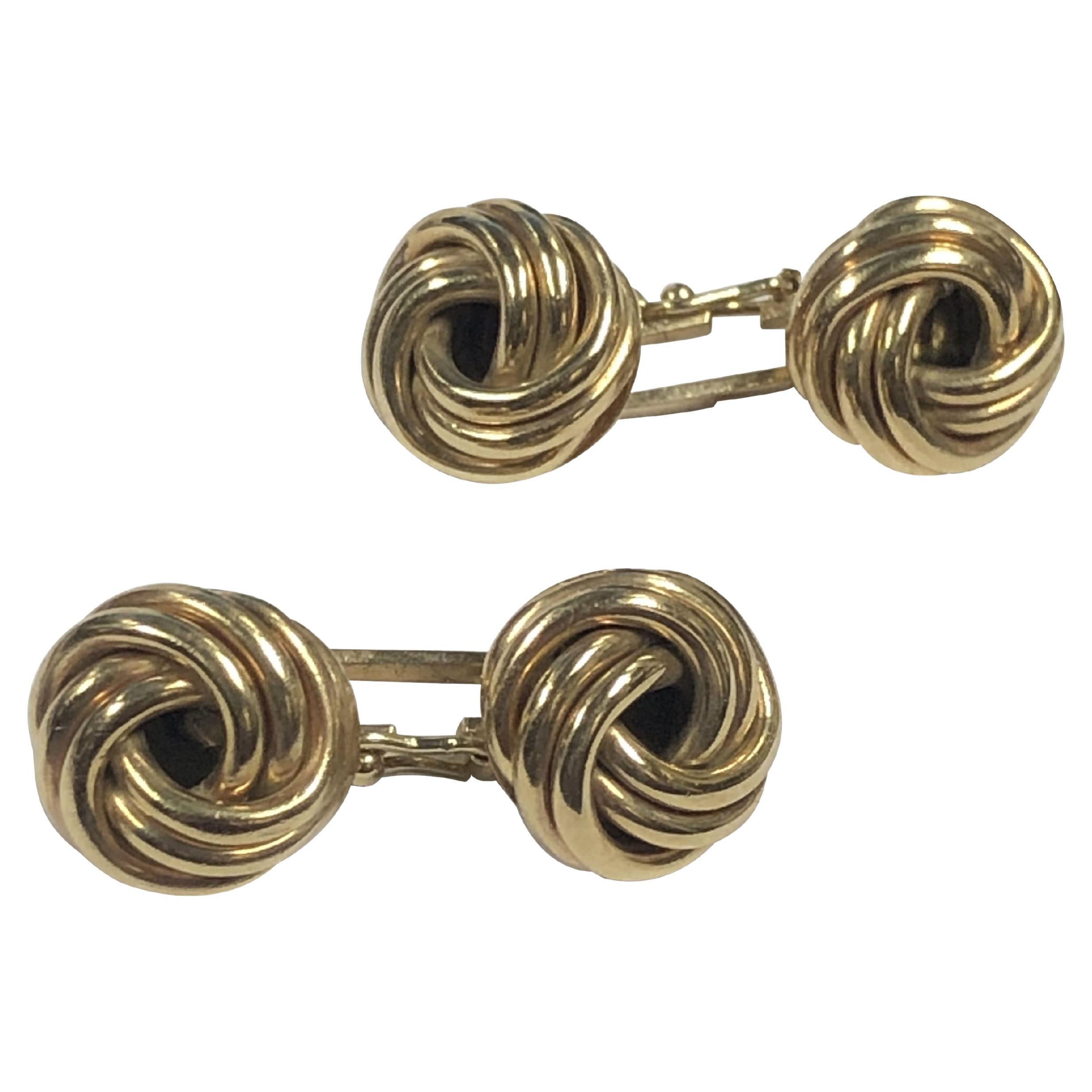 Cartier Vintage Yellow Gold Swirl Knot Cufflinks