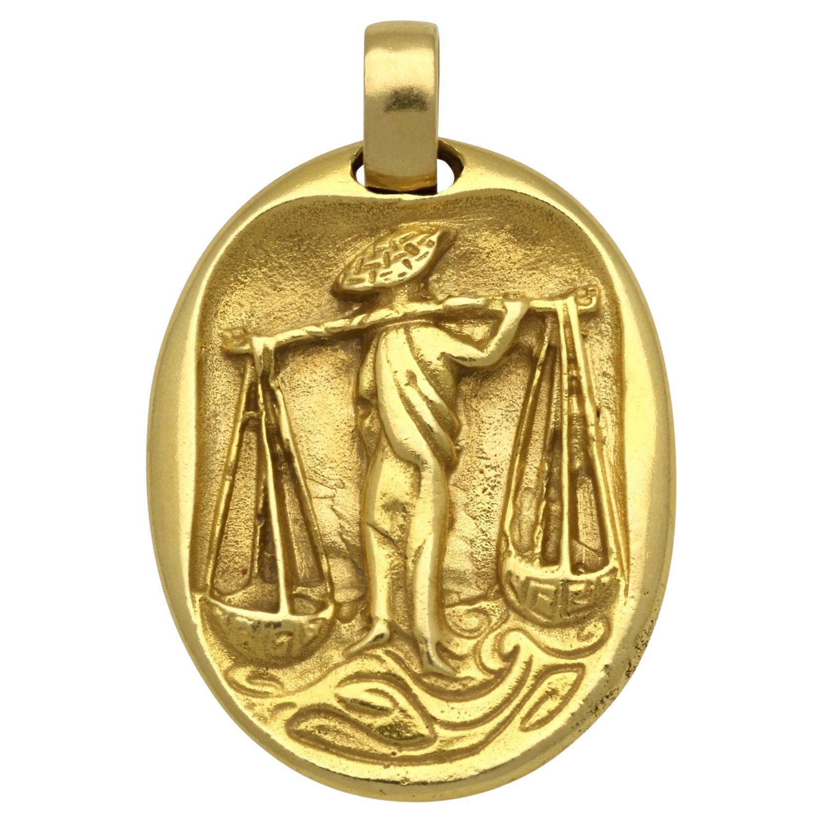 Cartier Vintage Zodiac Libra Pendant in 18ct Yellow Gold Circa 1970