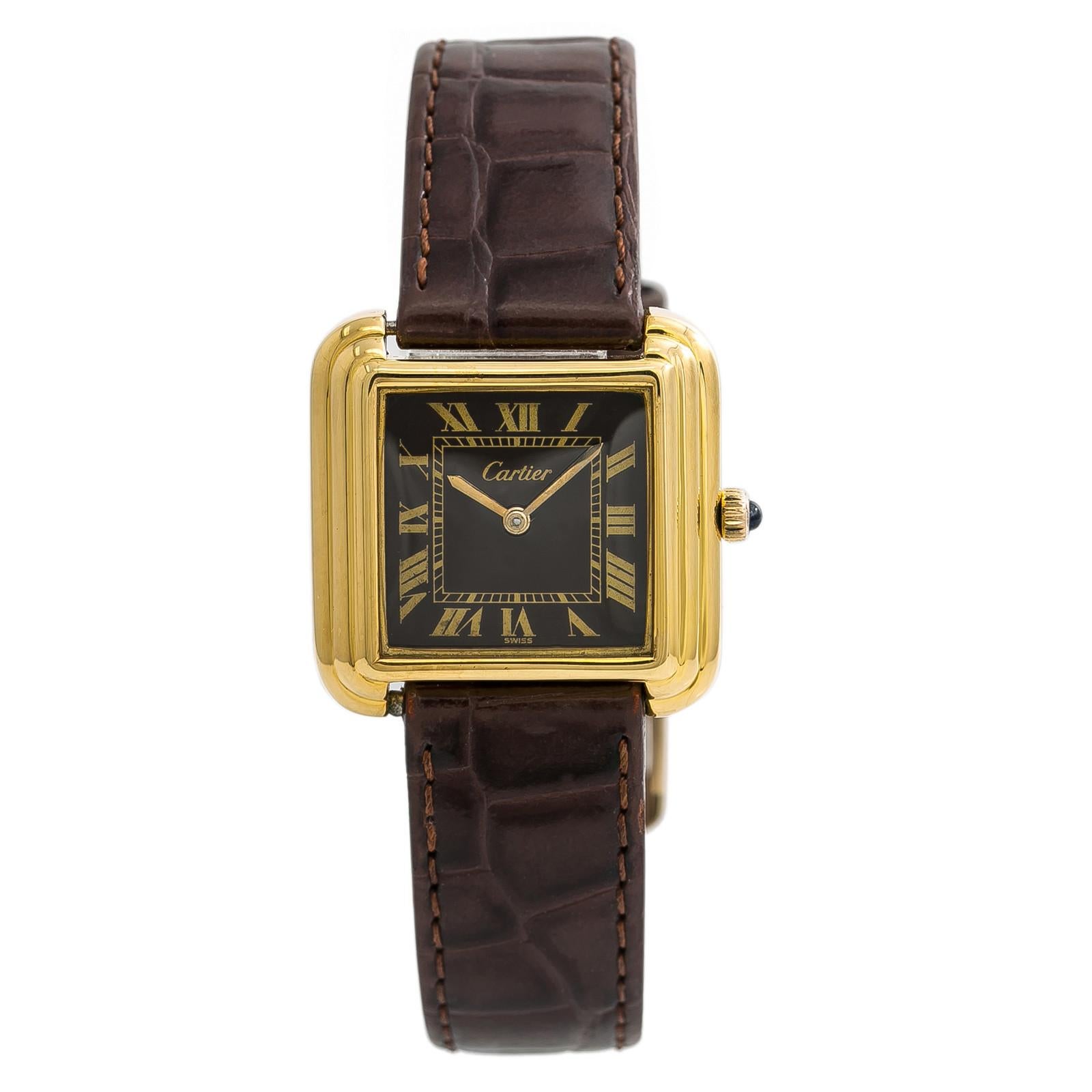 Cartier Vintage1620, Brown Dial Certified Authentic at 1stDibs