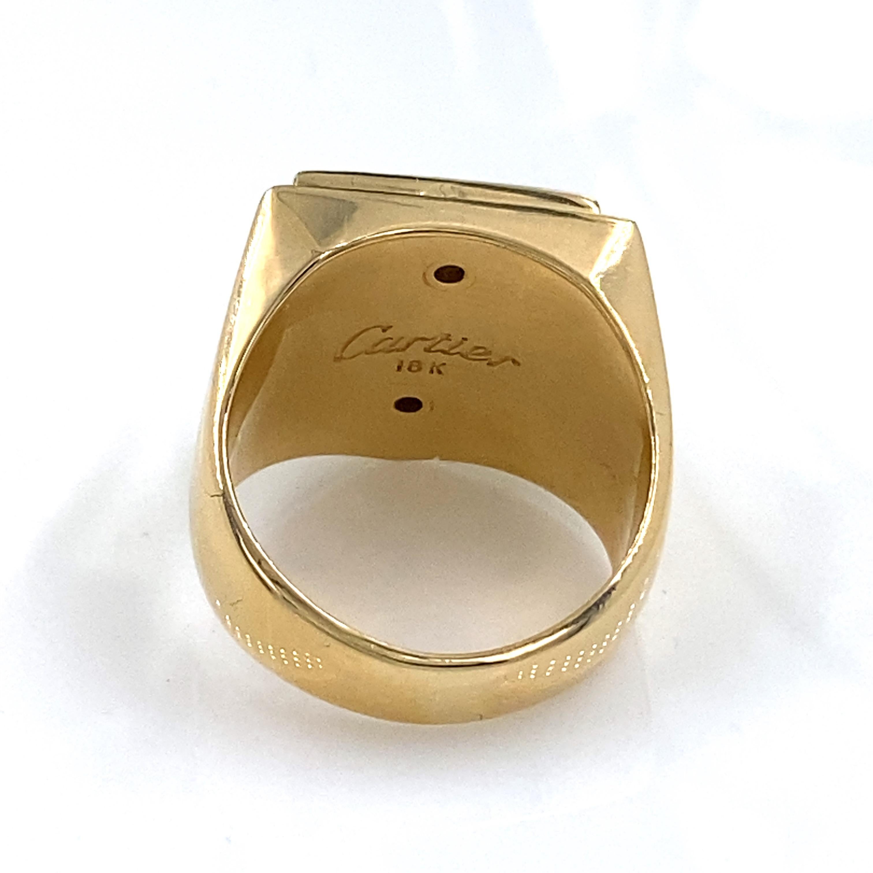 Cartier Vintage 1985 Lincoln Mercury Merkur Diamond and 18kt YG Signet Ring For Sale 2