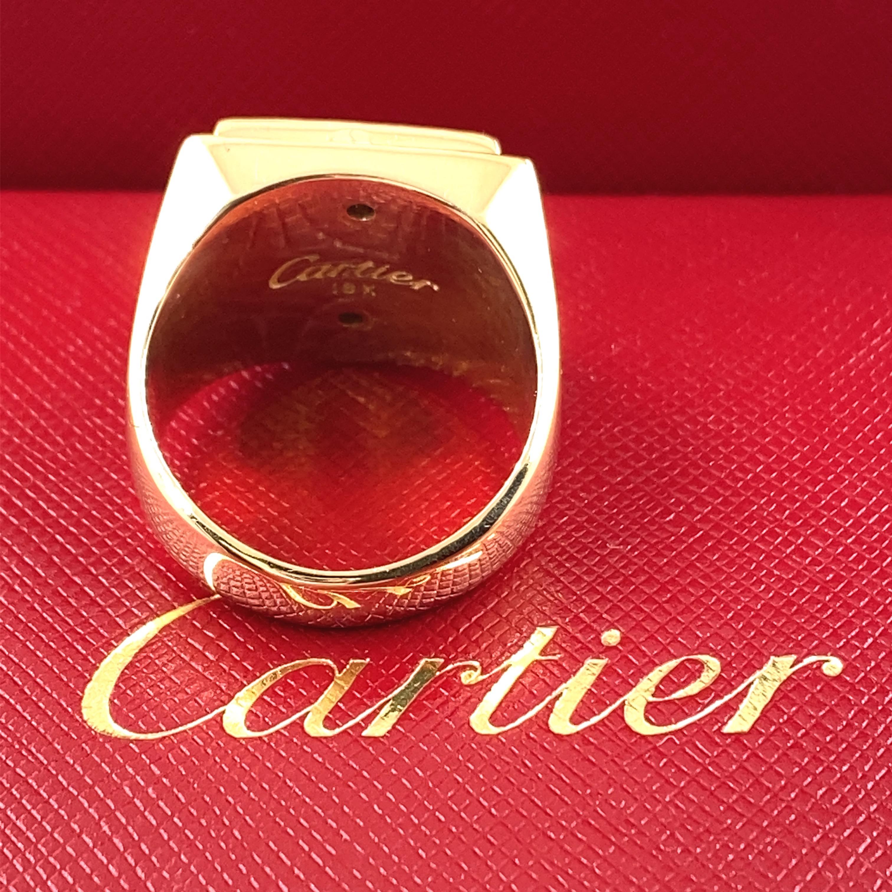 Cartier Vintage 1985 Lincoln Mercury Merkur Diamond and 18kt YG Signet Ring For Sale 3