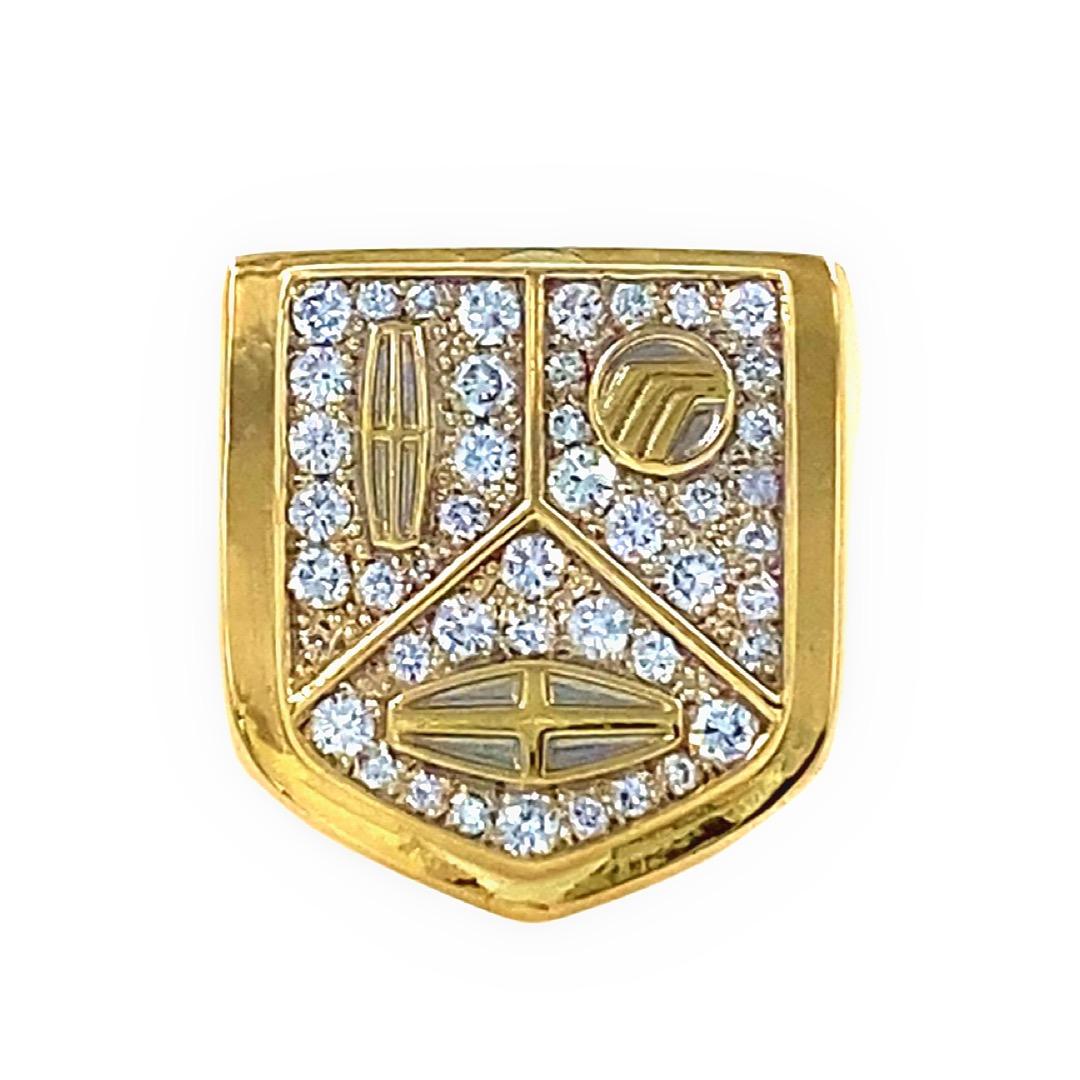 Cartier Vintage 1985 Lincoln Mercury Merkur Diamond and 18kt YG Signet Ring For Sale 4