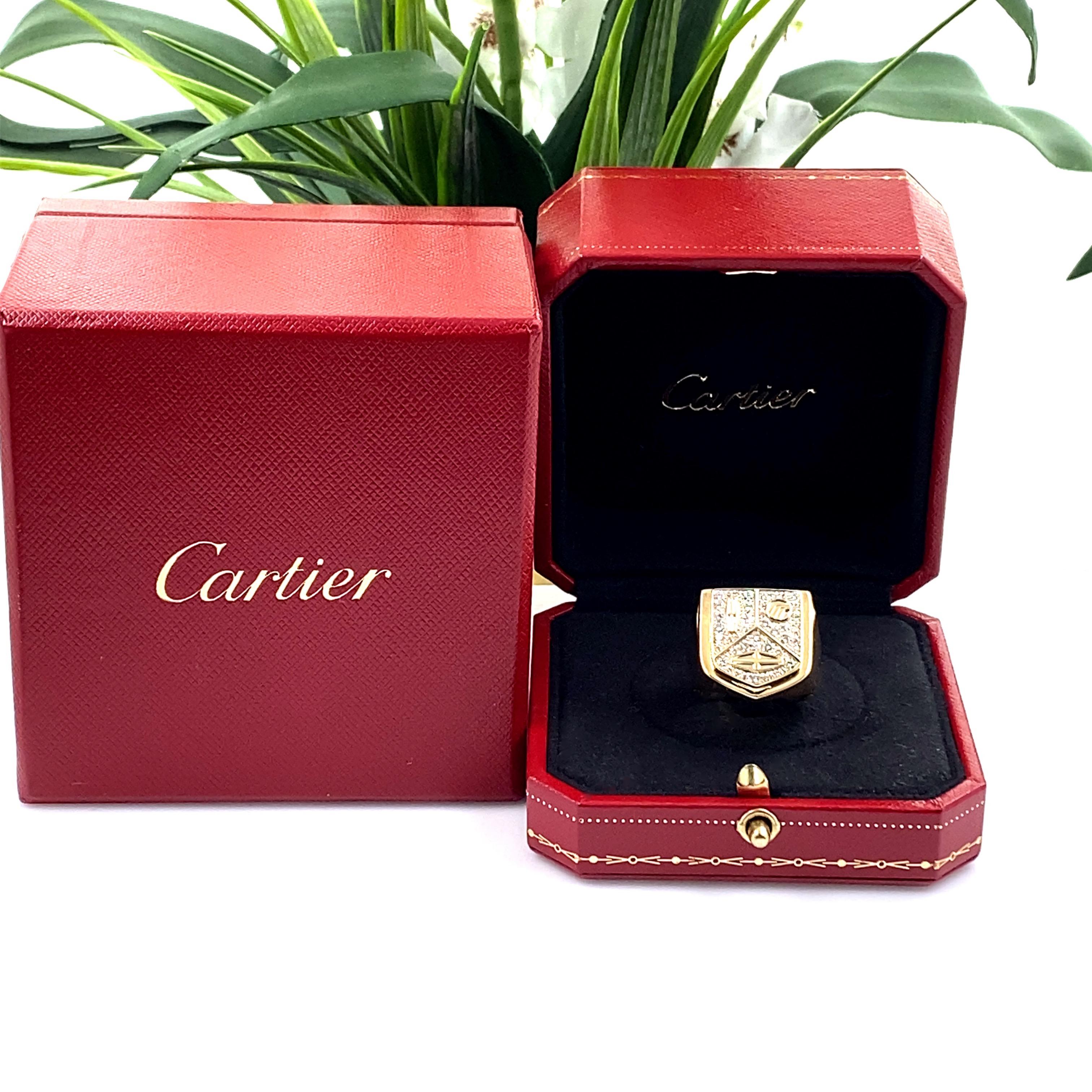 Cartier Vintage 1985 Lincoln Mercury Merkur Diamant und 18kt YG Siegelring (Rundschliff) im Angebot