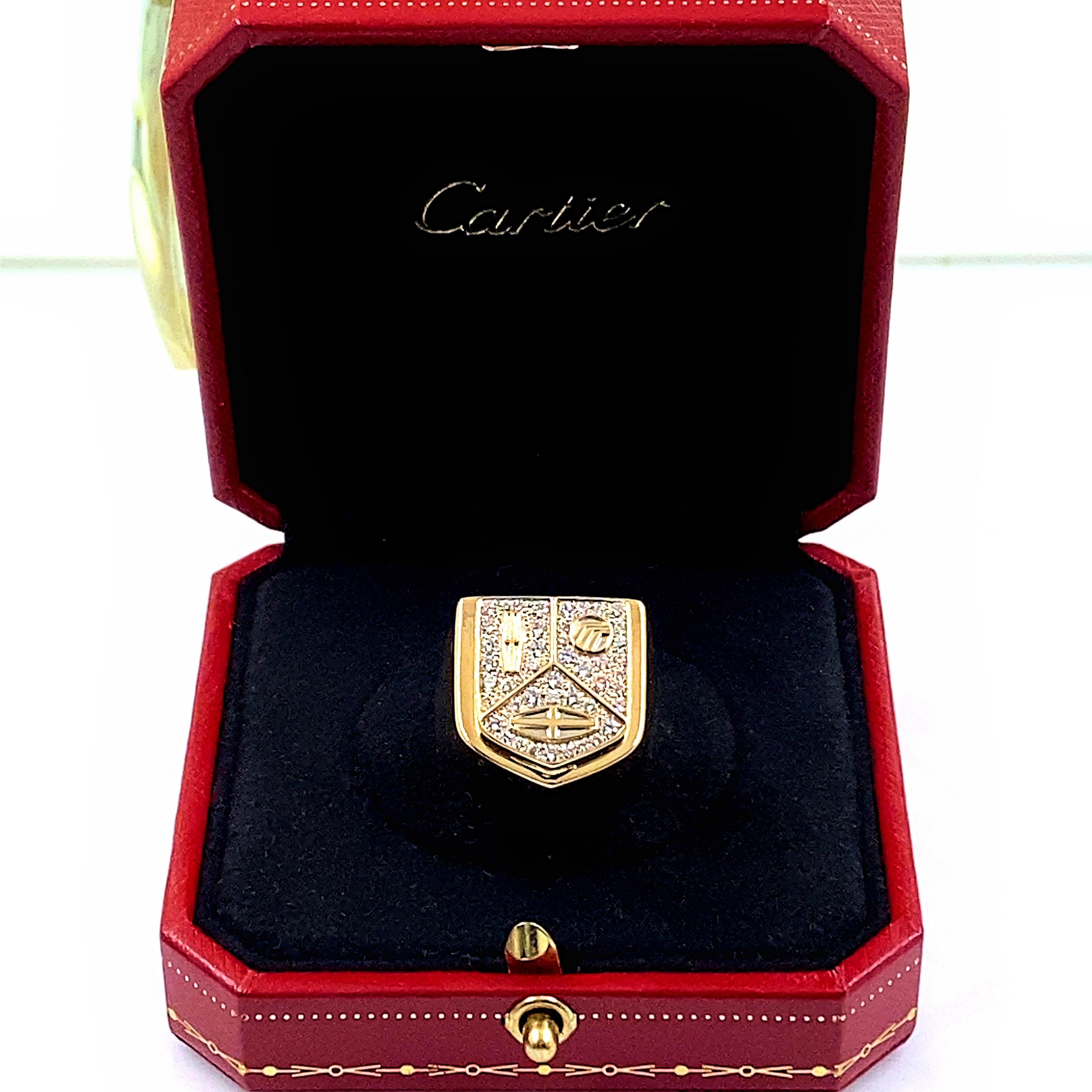 Cartier Vintage 1985 Lincoln Mercury Merkur Diamant und 18kt YG Siegelring im Zustand „Gut“ im Angebot in San Diego, CA