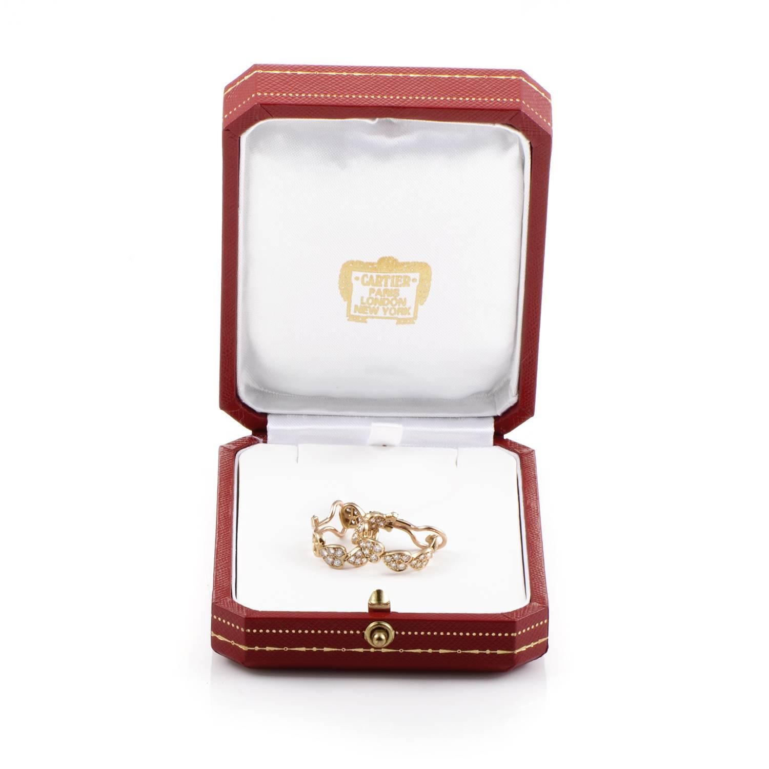 Round Cut Cartier Virgo 1.44 carat Diamond 18 Karat Rose Gold Heart Earrings