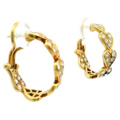 Cartier Virgo 18K Yellow Gold Pave Heart Motif Hoops Earrings