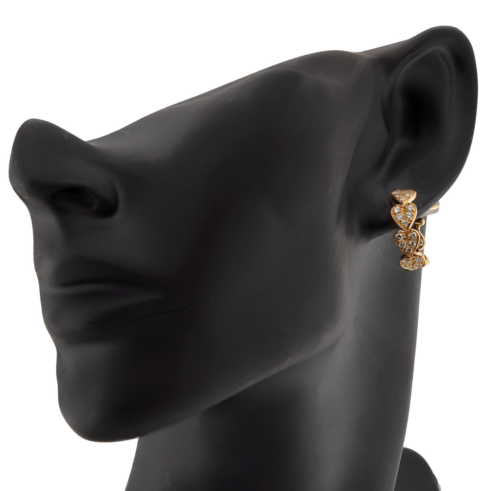 Brilliant Cut CARTIER Virgo Diamond Yellow Gold Heart Wrap Earrings For Sale