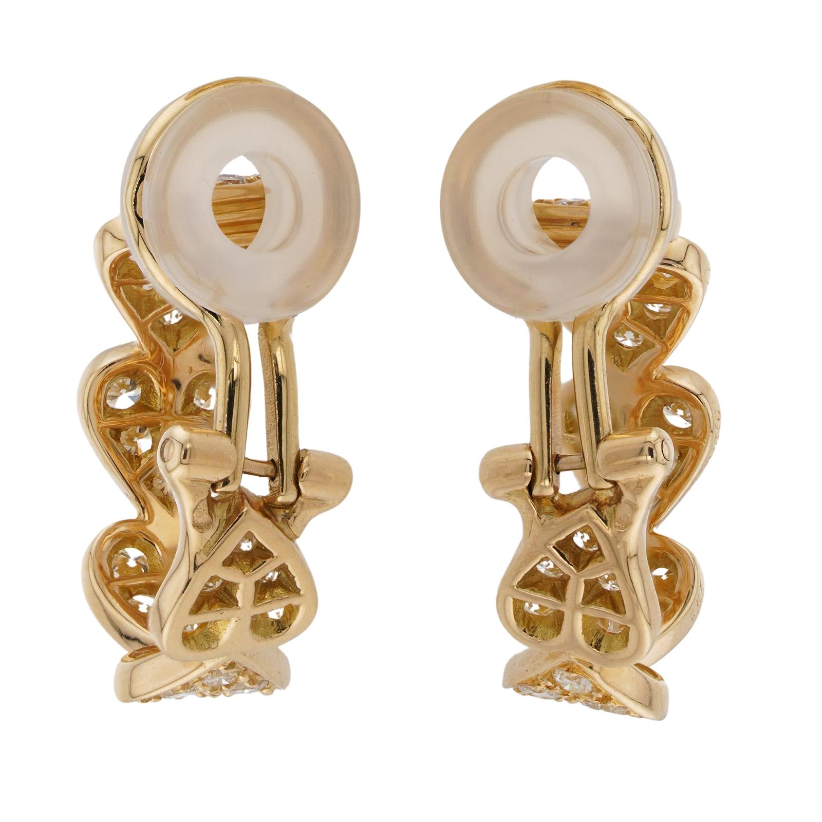 CARTIER Virgo Diamond Yellow Gold Heart Wrap Earrings For Sale 1