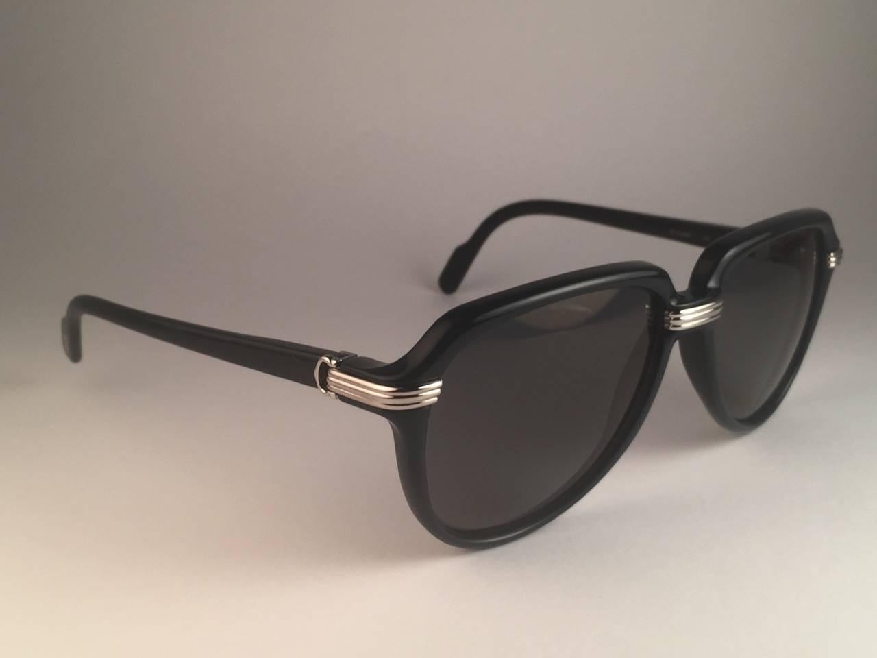 Women's or Men's Cartier Vitesse Deep  Green Platinum 60MM Platinum Sunglasses France 