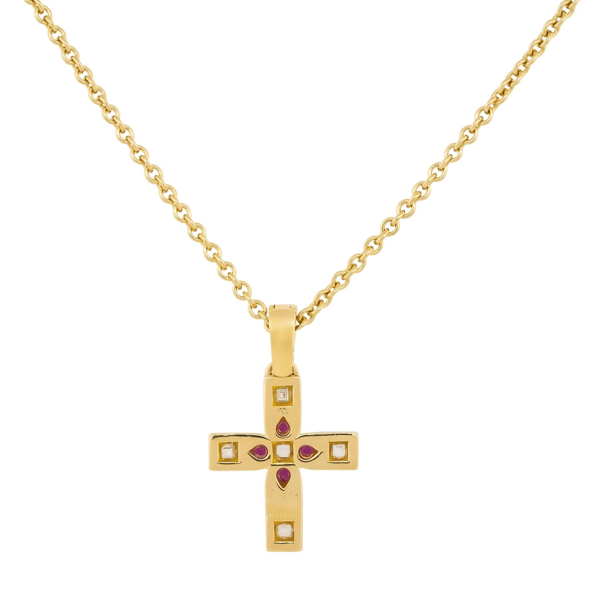Cartier Vizantija Diamond & Ruby Pendant Necklace 18 Karat In Stock In Excellent Condition In Boca Raton, FL