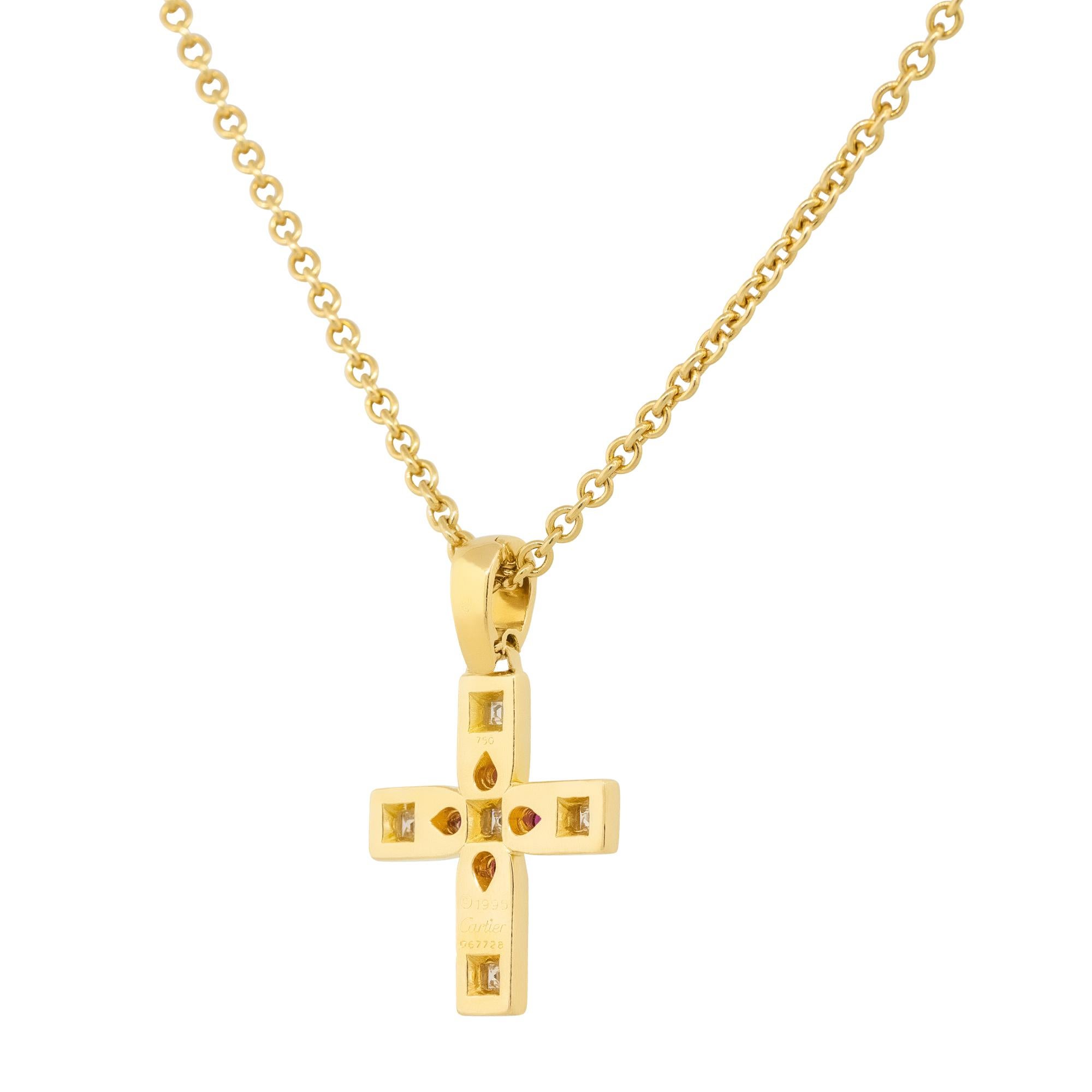 Women's Cartier Vizantija Diamond & Ruby Pendant Necklace 18 Karat In Stock